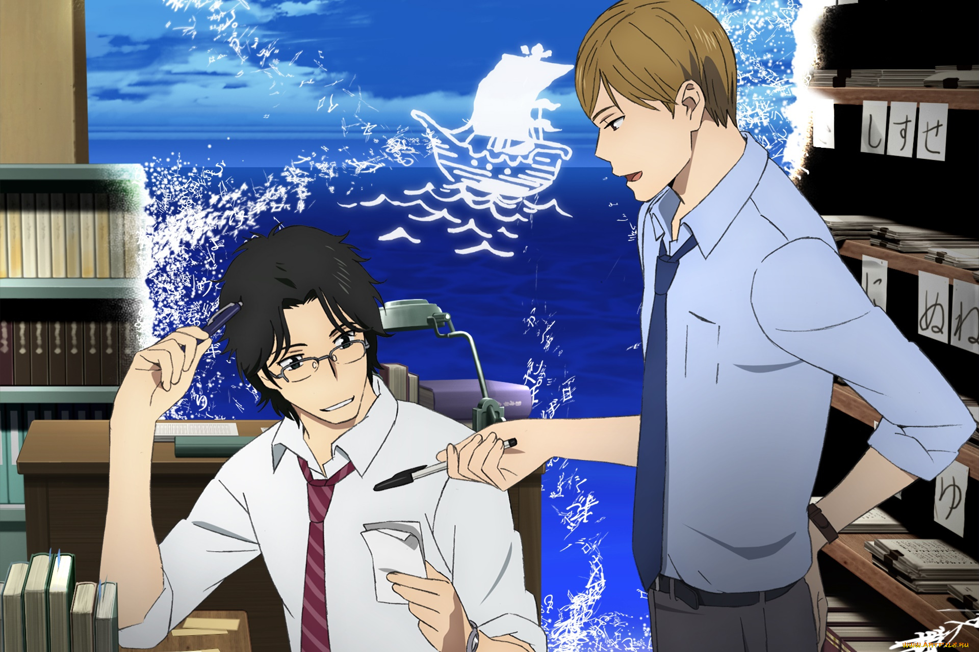 аниме, unknown, , другое, парени, взгляд, фон