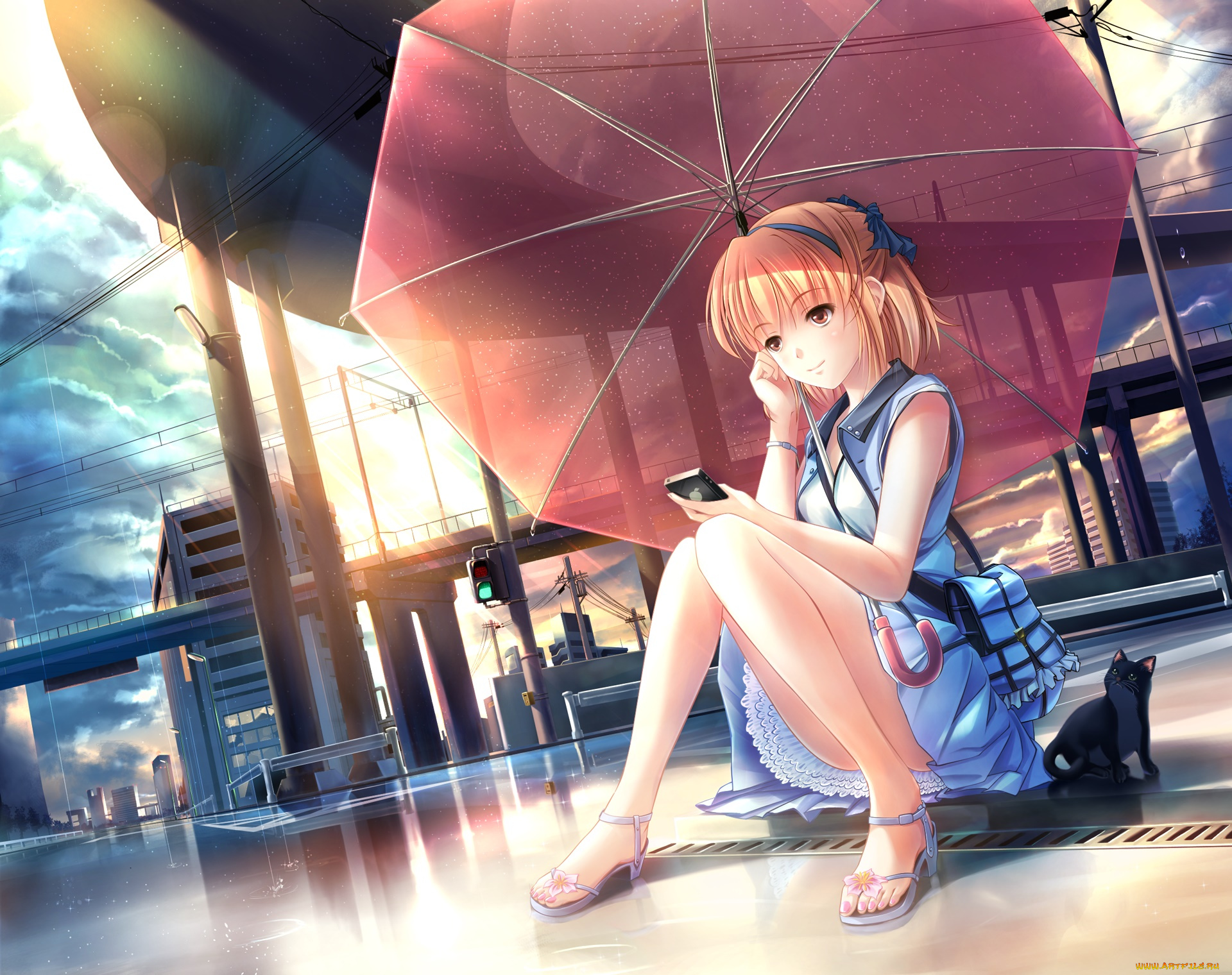 аниме, unknown, , другое, девушка, взгляд, фон