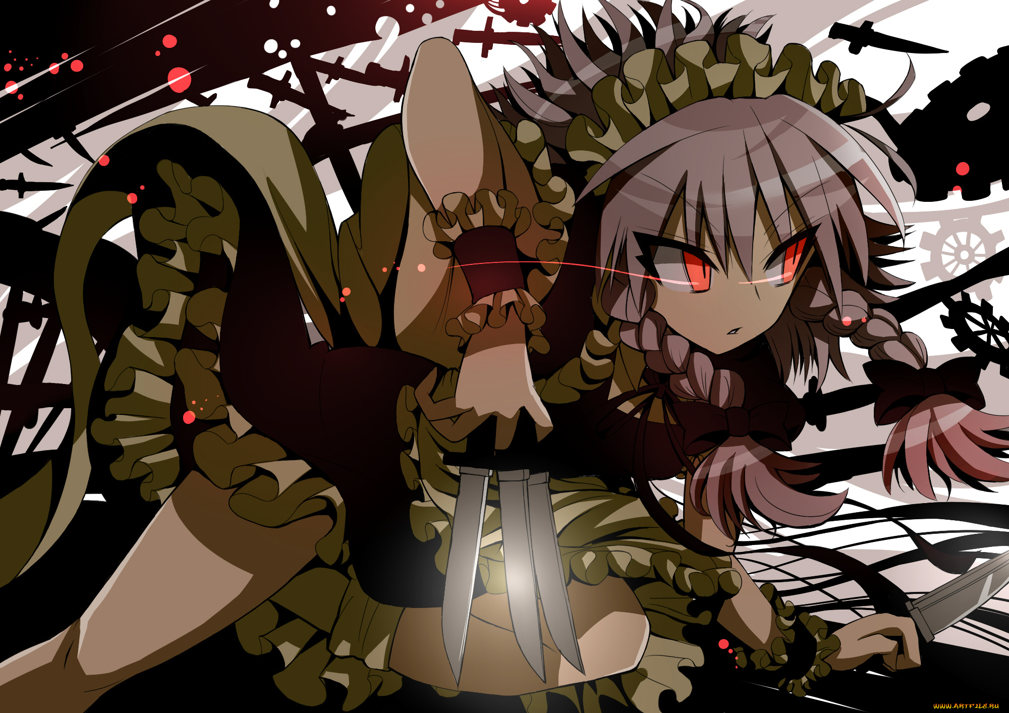 аниме, touhou, фон, взгляд, девушка