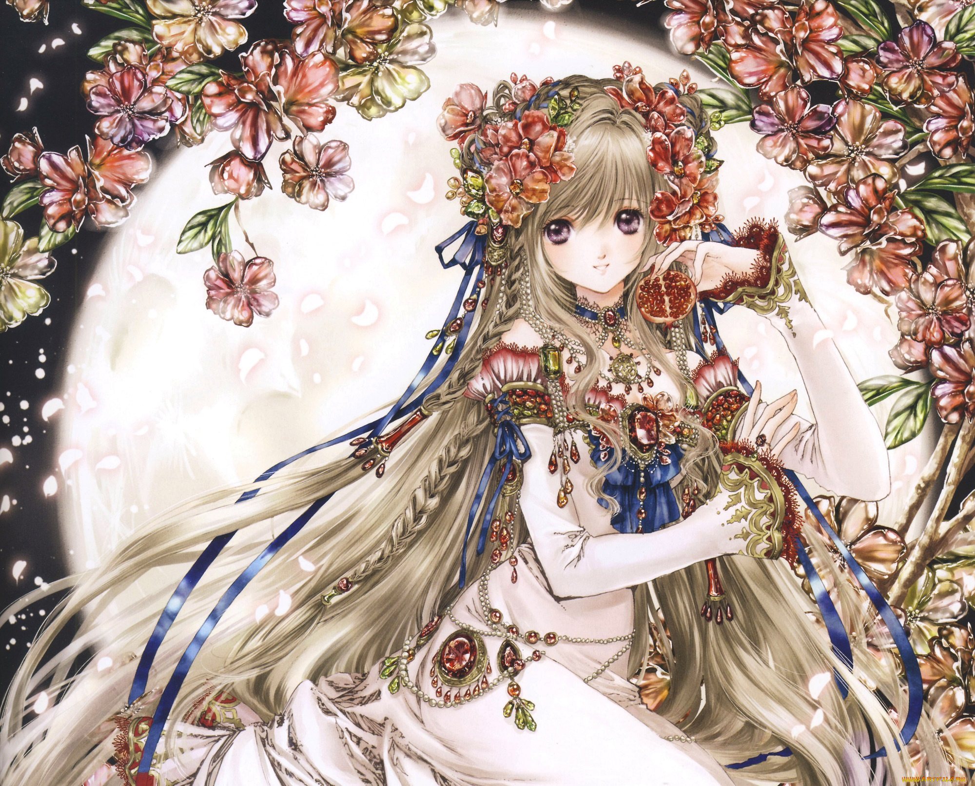 аниме, unknown, , другое, девушка, цвнты