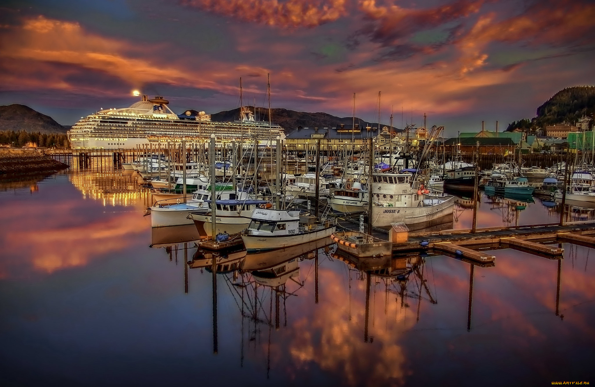 корабли, разные, вместе, порт