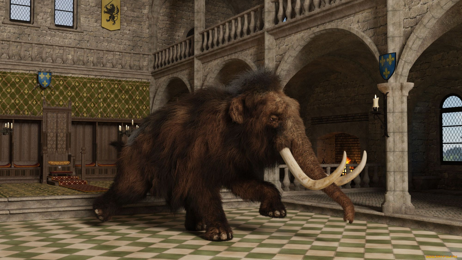 3д, графика, животные, , animals, мамонт