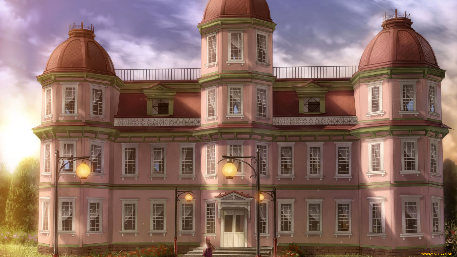 аниме, город, , улицы, , здания, дом