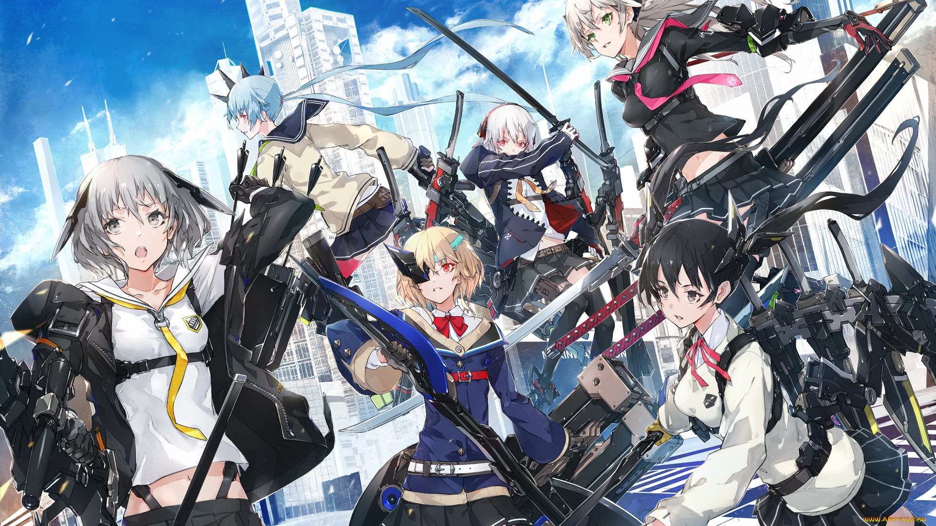 аниме, оружие, , техника, , технологии, девушки