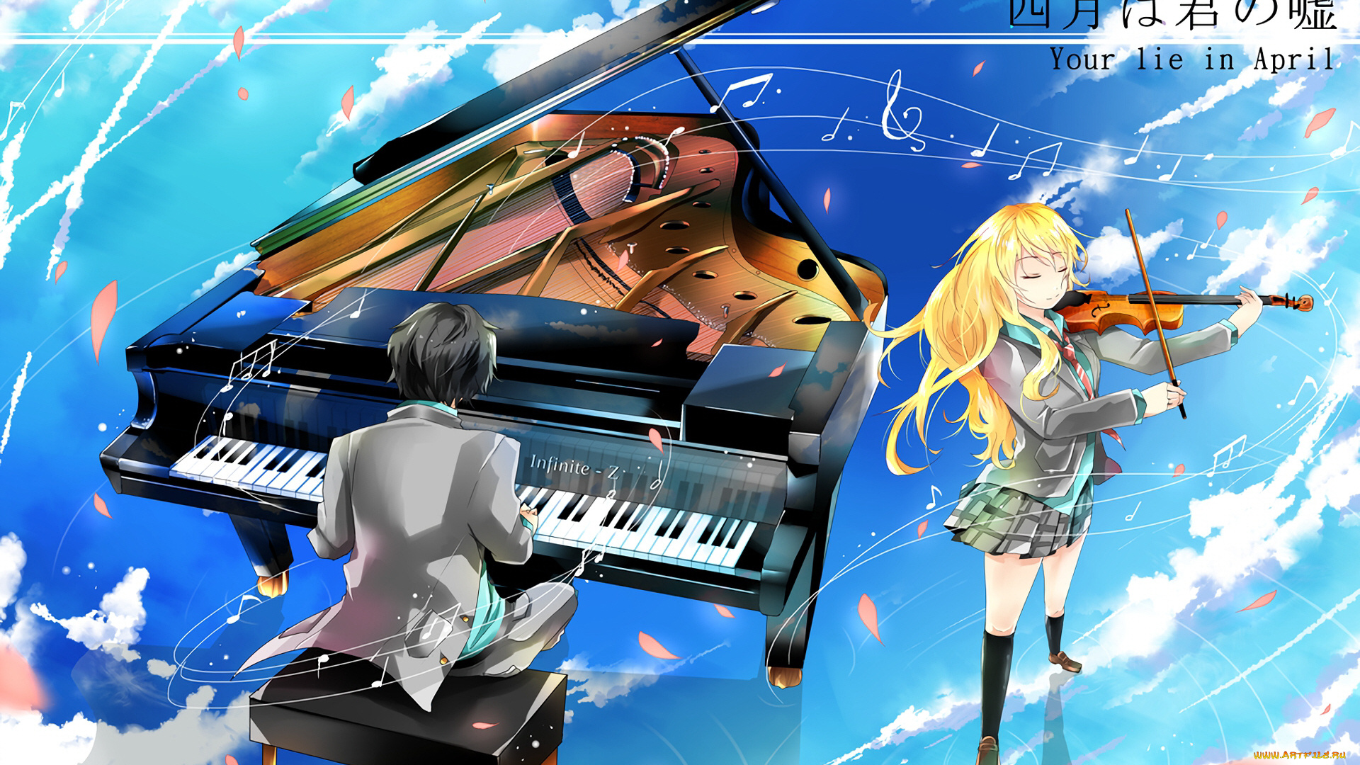 аниме, shigatsu, wa, kimi, no, uso, твоя, апрельская, ложь