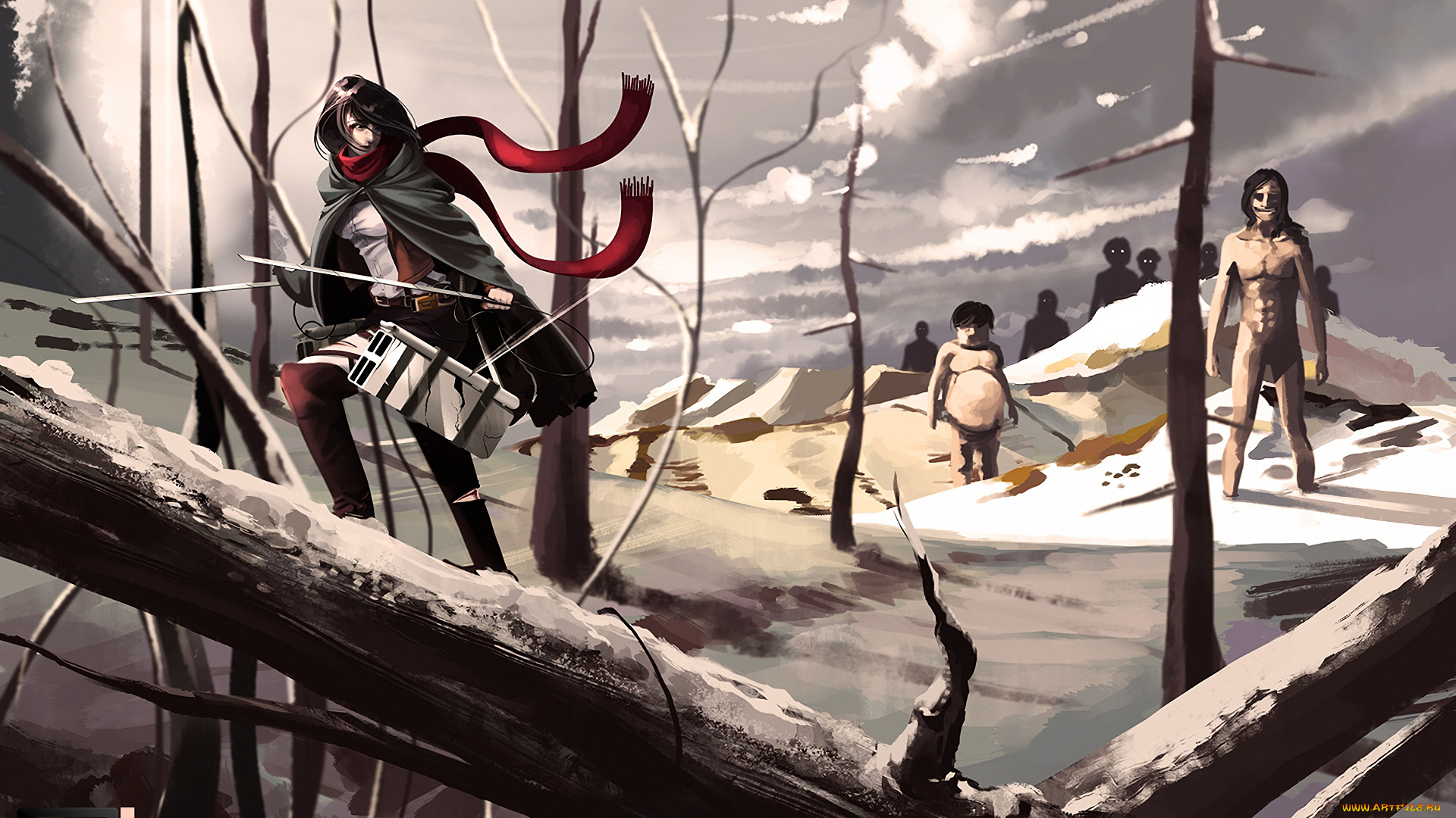 аниме, shingeki, no, kyojin, атака, титанов