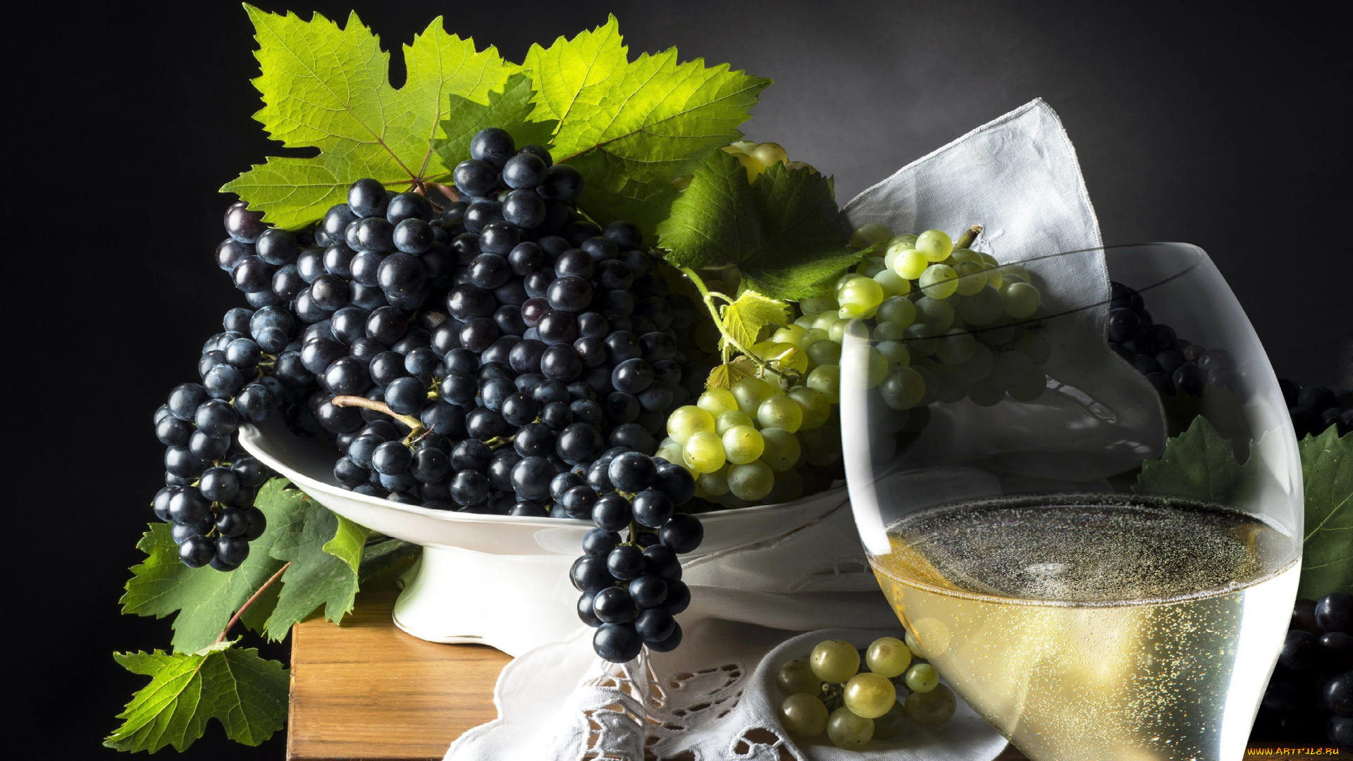 еда, виноград, бокал, ягоды, вино, грозди