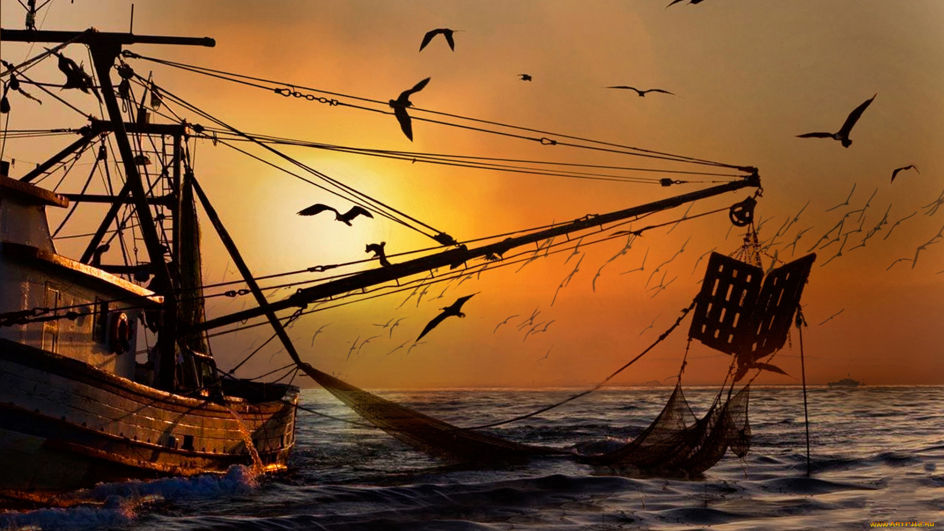 корабли, другое, рыболов