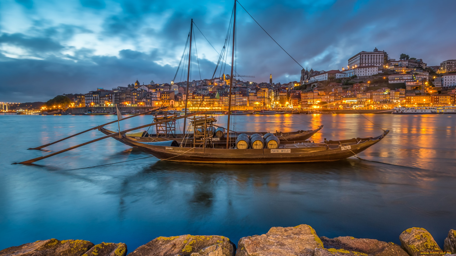 porto, корабли, другое, город, река