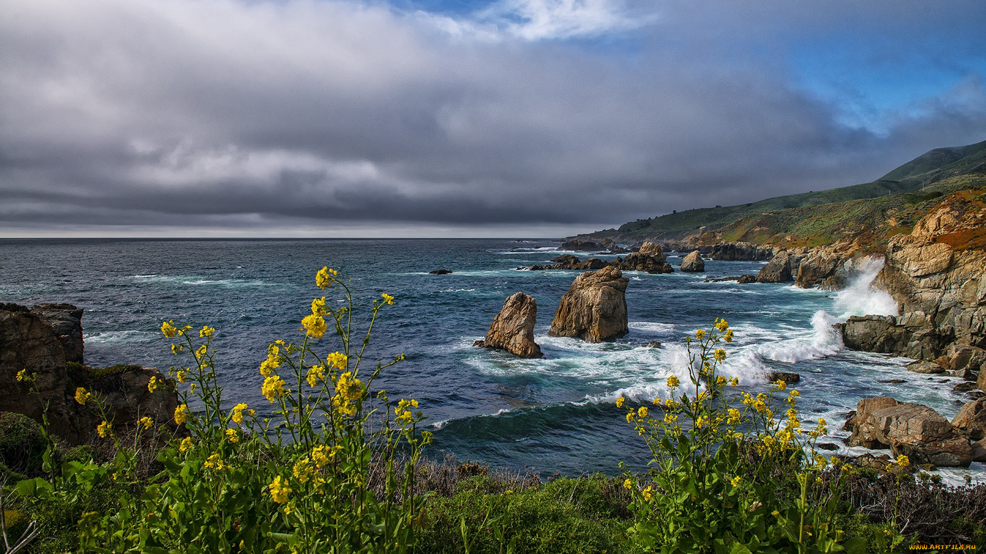 природа, побережье, простор