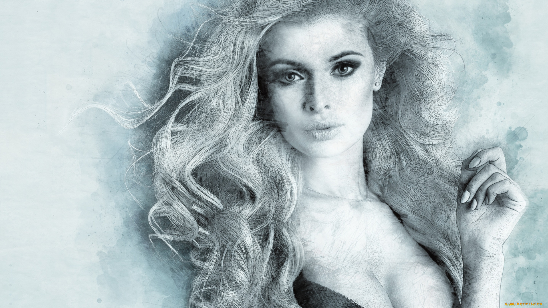 разное, компьютерный, дизайн, блондинка, девушка, арт, волосы