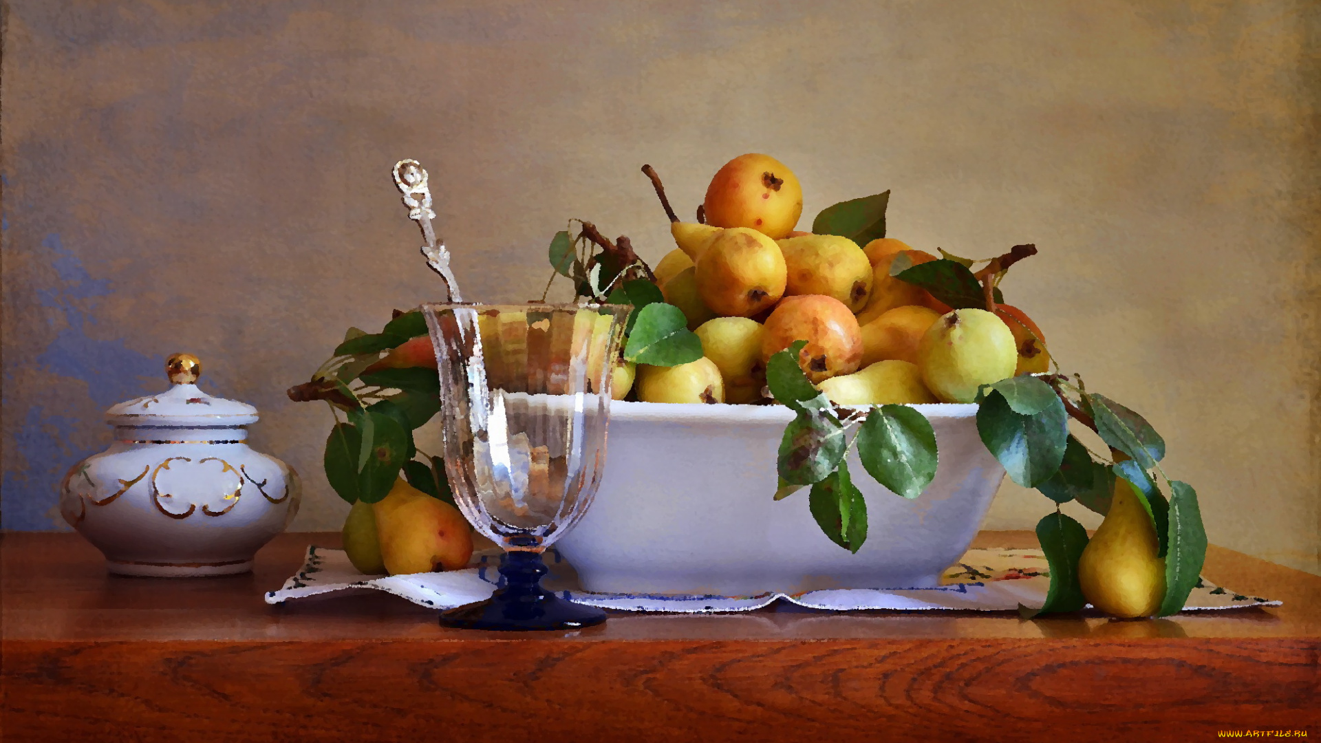 рисованное, еда, лето, посуда, бокал, вино, натюрморт, фрукты, стекло, груши