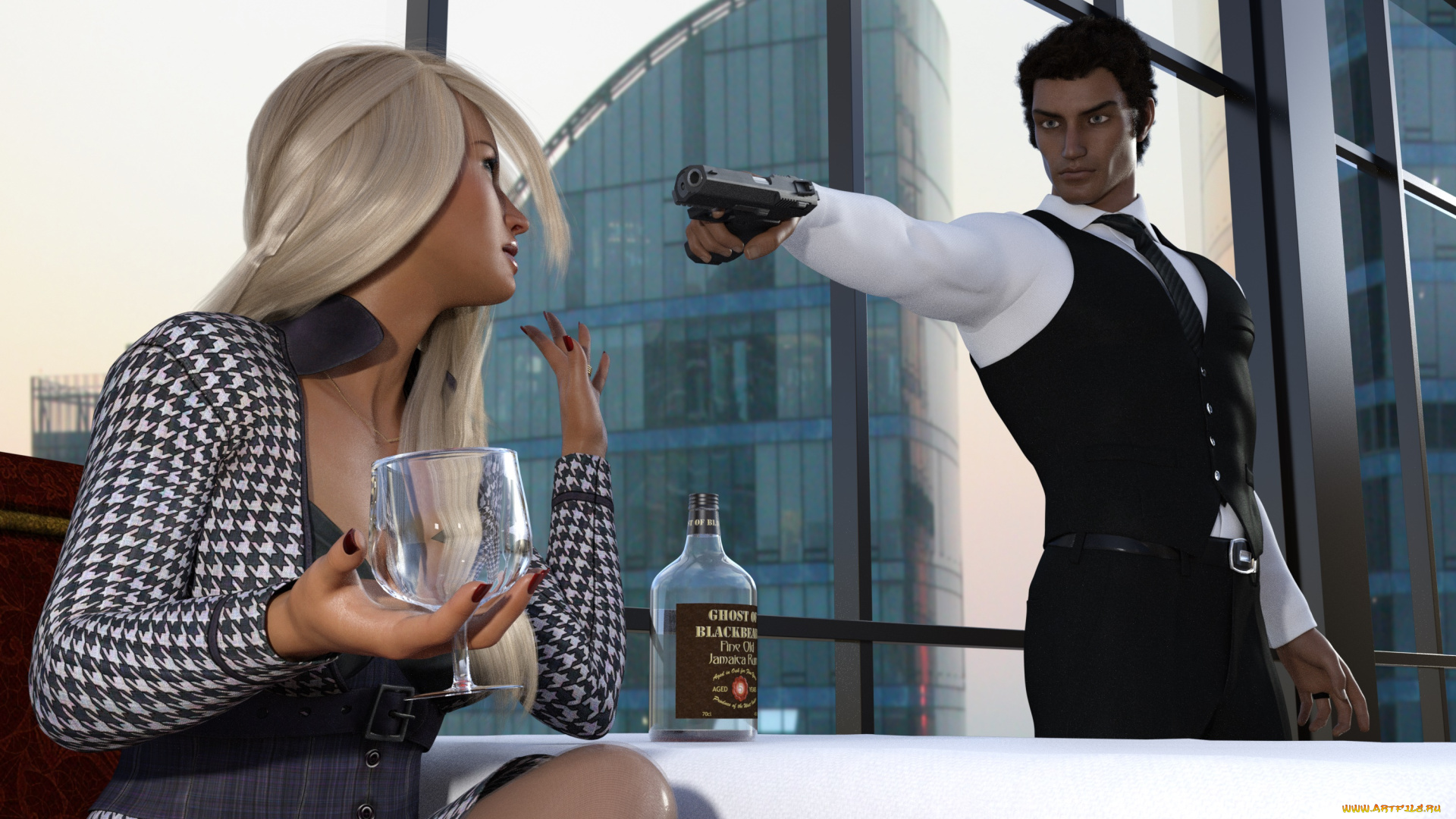 she, wolf, 3д, графика, фантазия, , fantasy, фон, взгляд, девушка