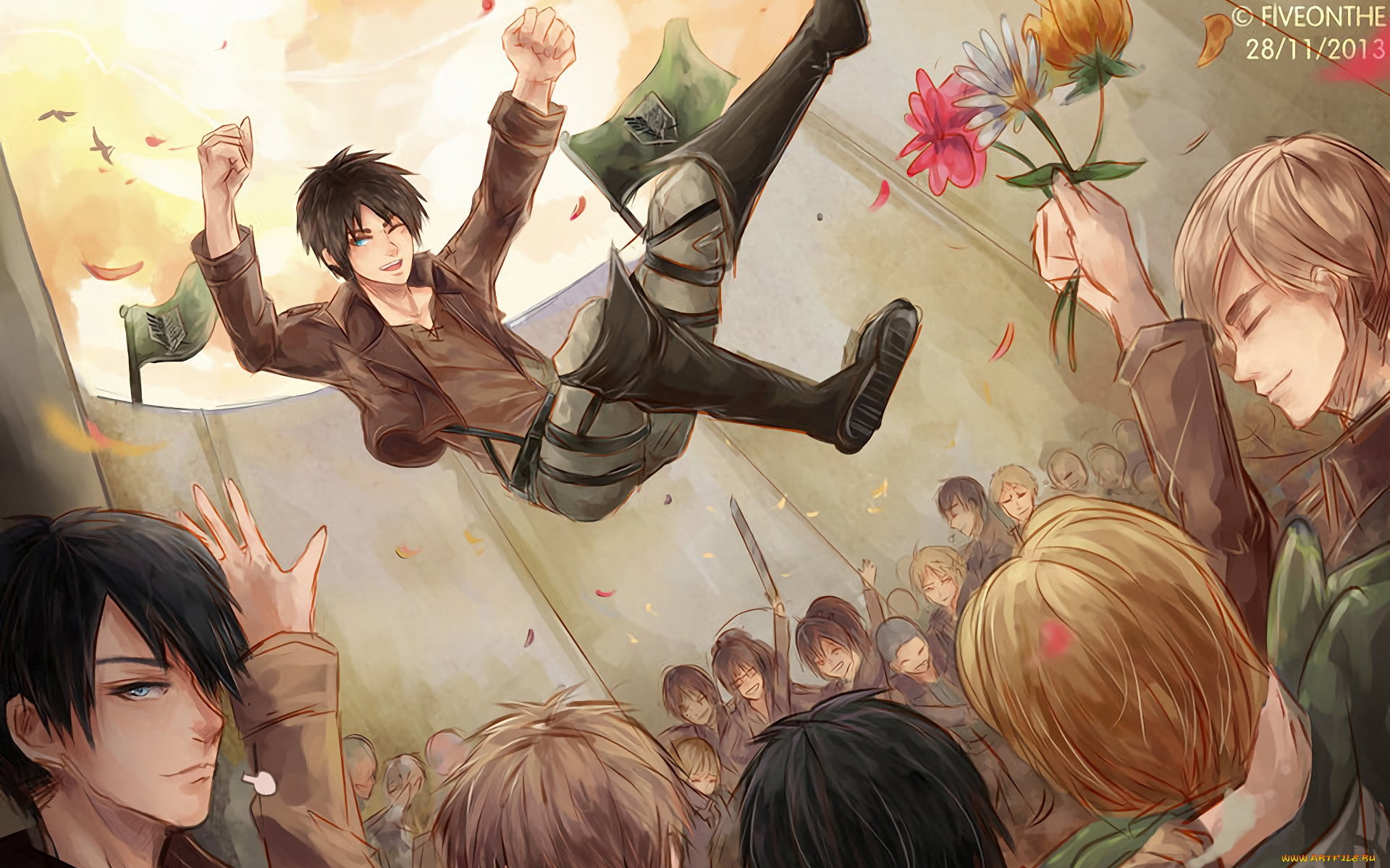 аниме, shingeki, no, kyojin, атака, титанов