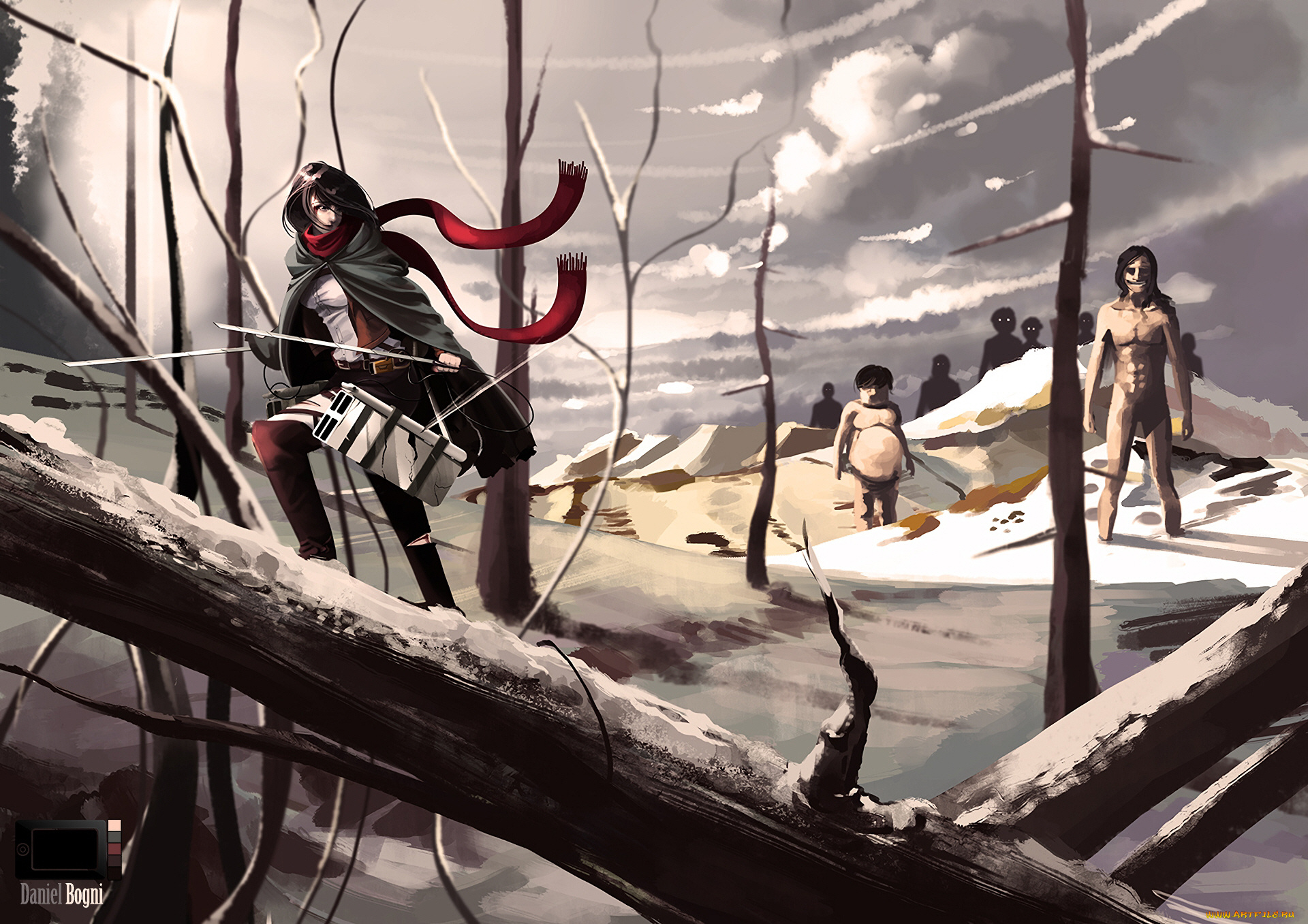 аниме, shingeki, no, kyojin, атака, титанов