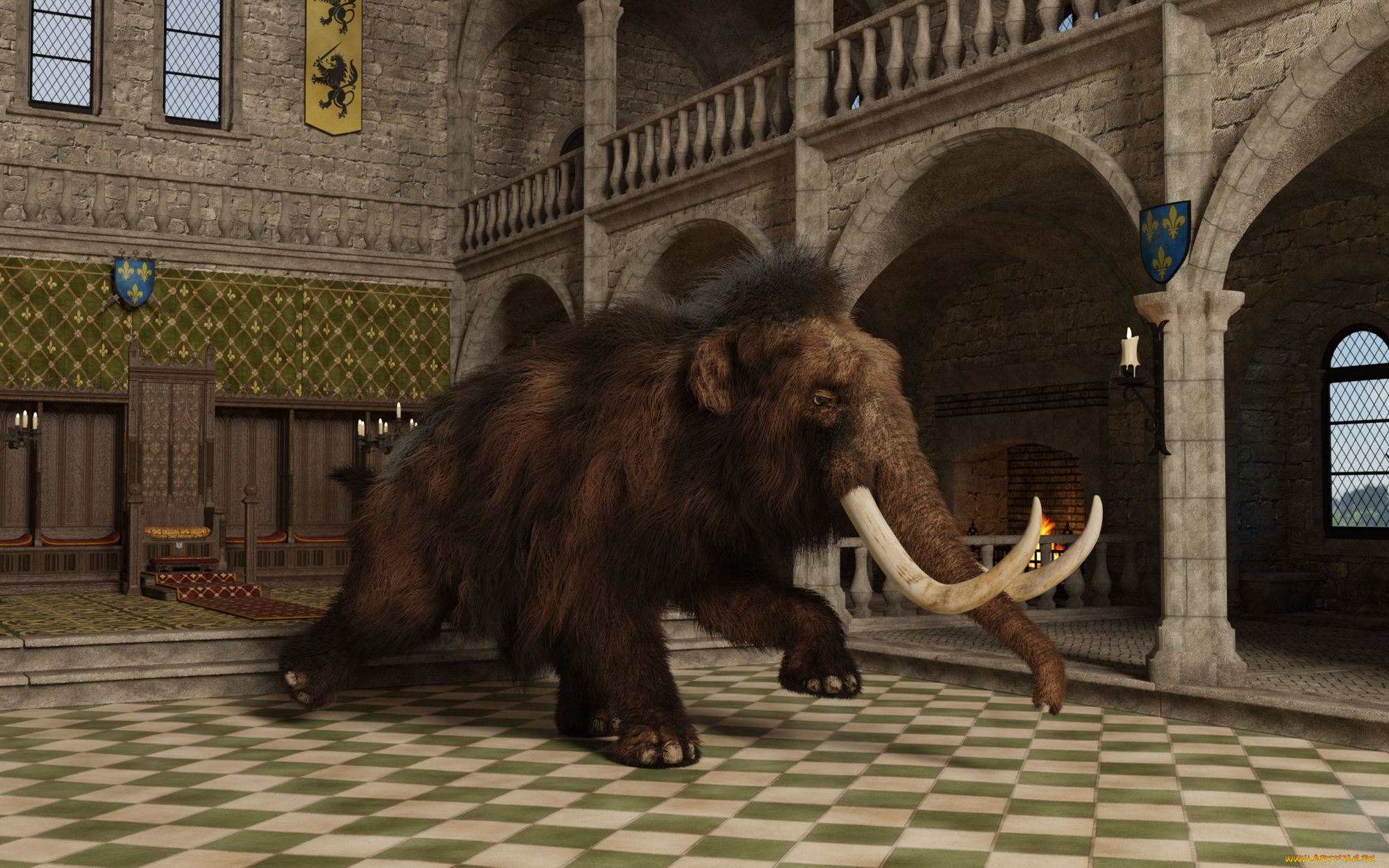 3д, графика, животные, , animals, мамонт