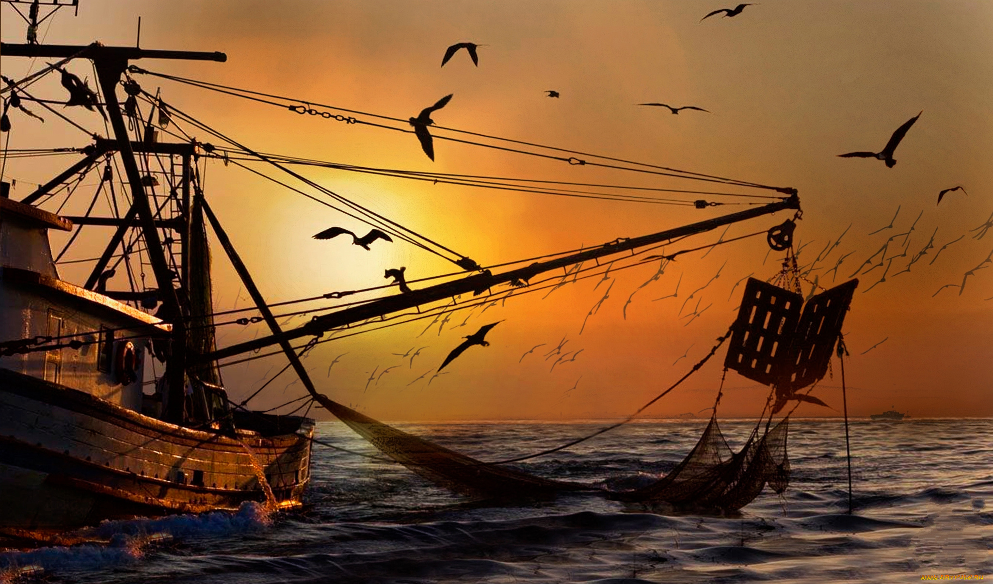 корабли, другое, рыболов