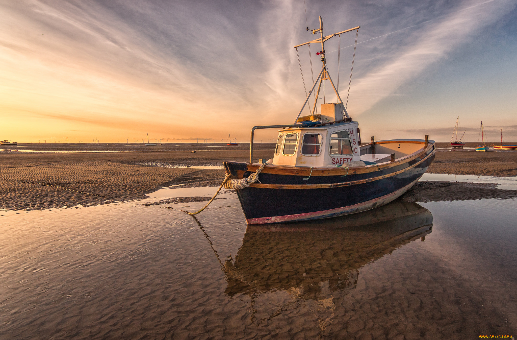корабли, баркасы, , , буксиры, отлив