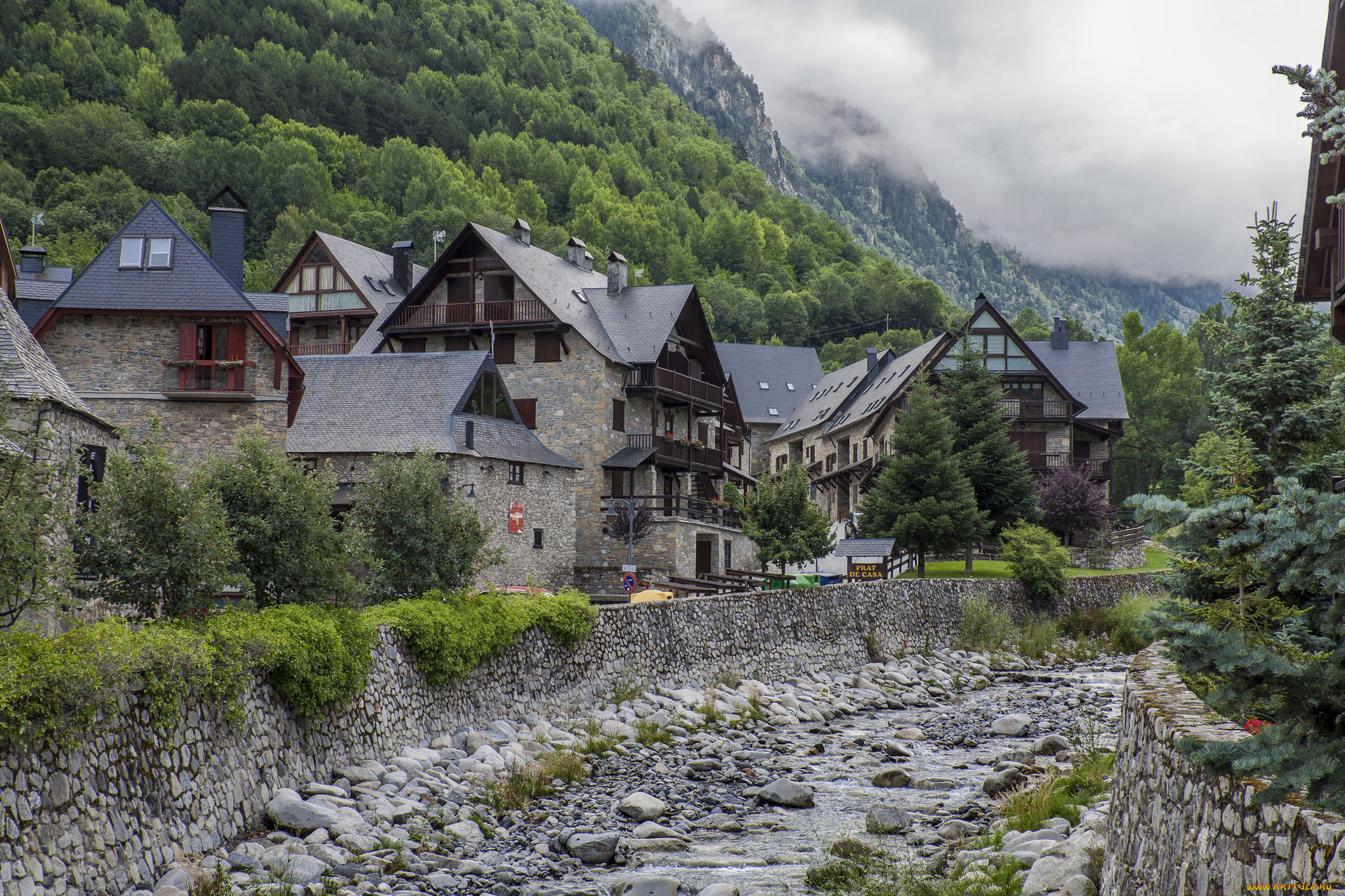 города, -, панорамы, поселок, горы