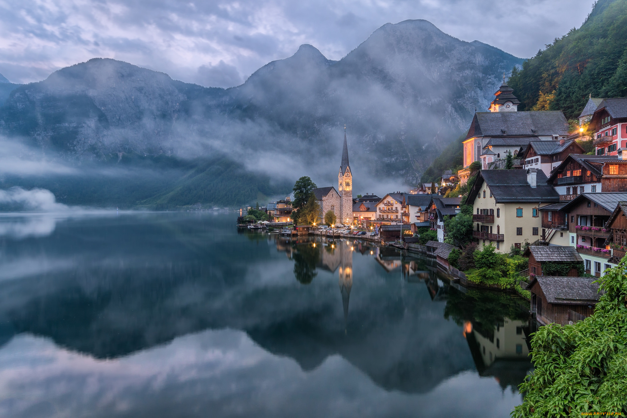hallstatt, , upper, austria, города, гальштат, , австрия, озеро, горы