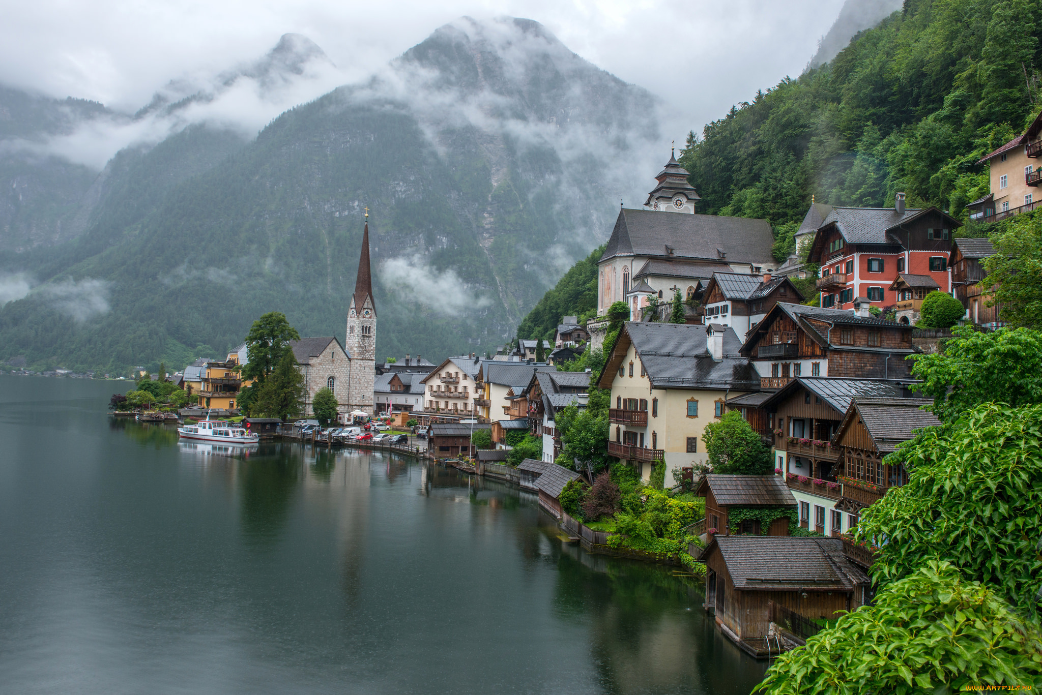 hallstatt, , upper, austria, города, гальштат, , австрия, озеро, горы