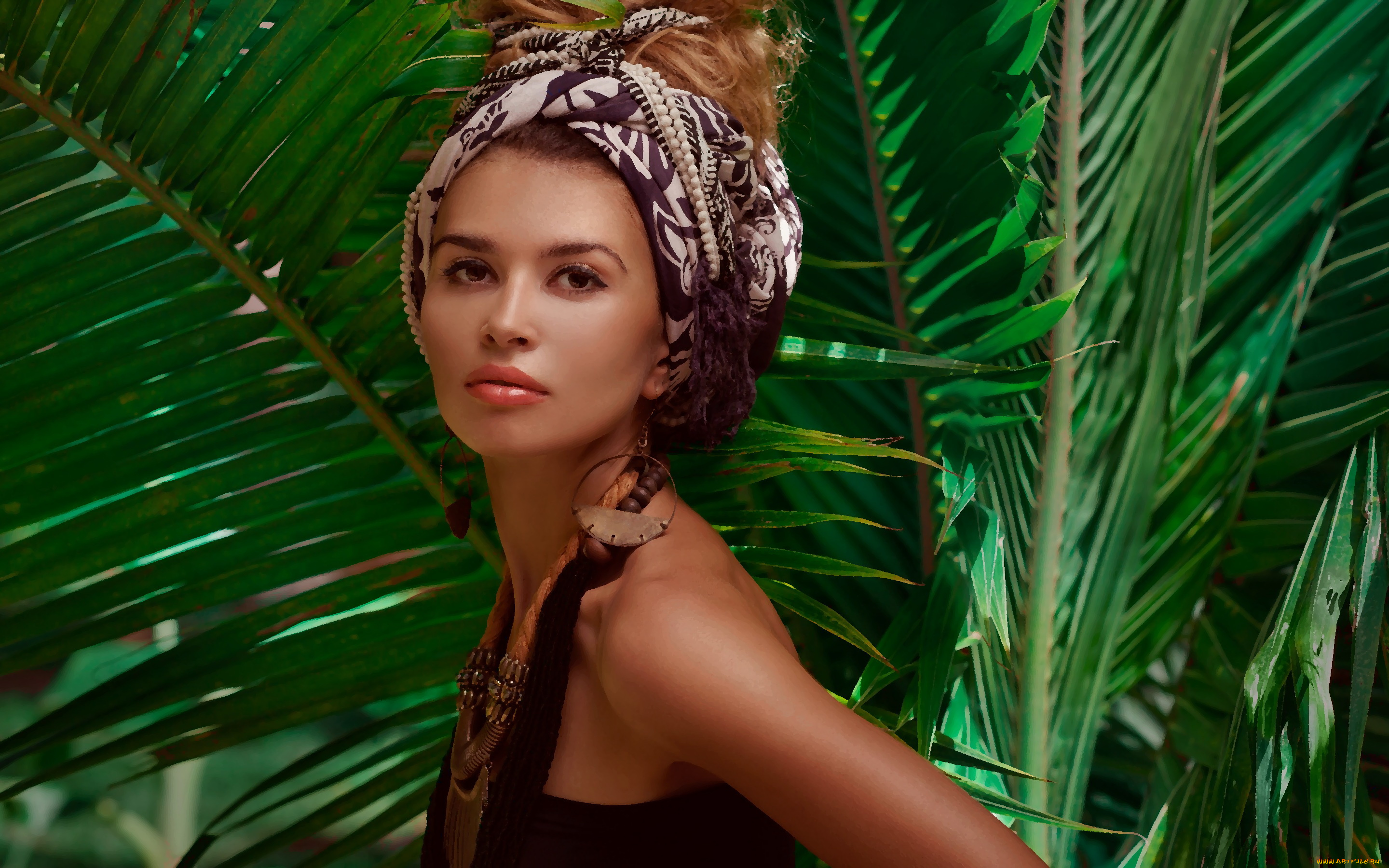 рисованное, люди, лицо, девушка, взгляд, стиль, украшения