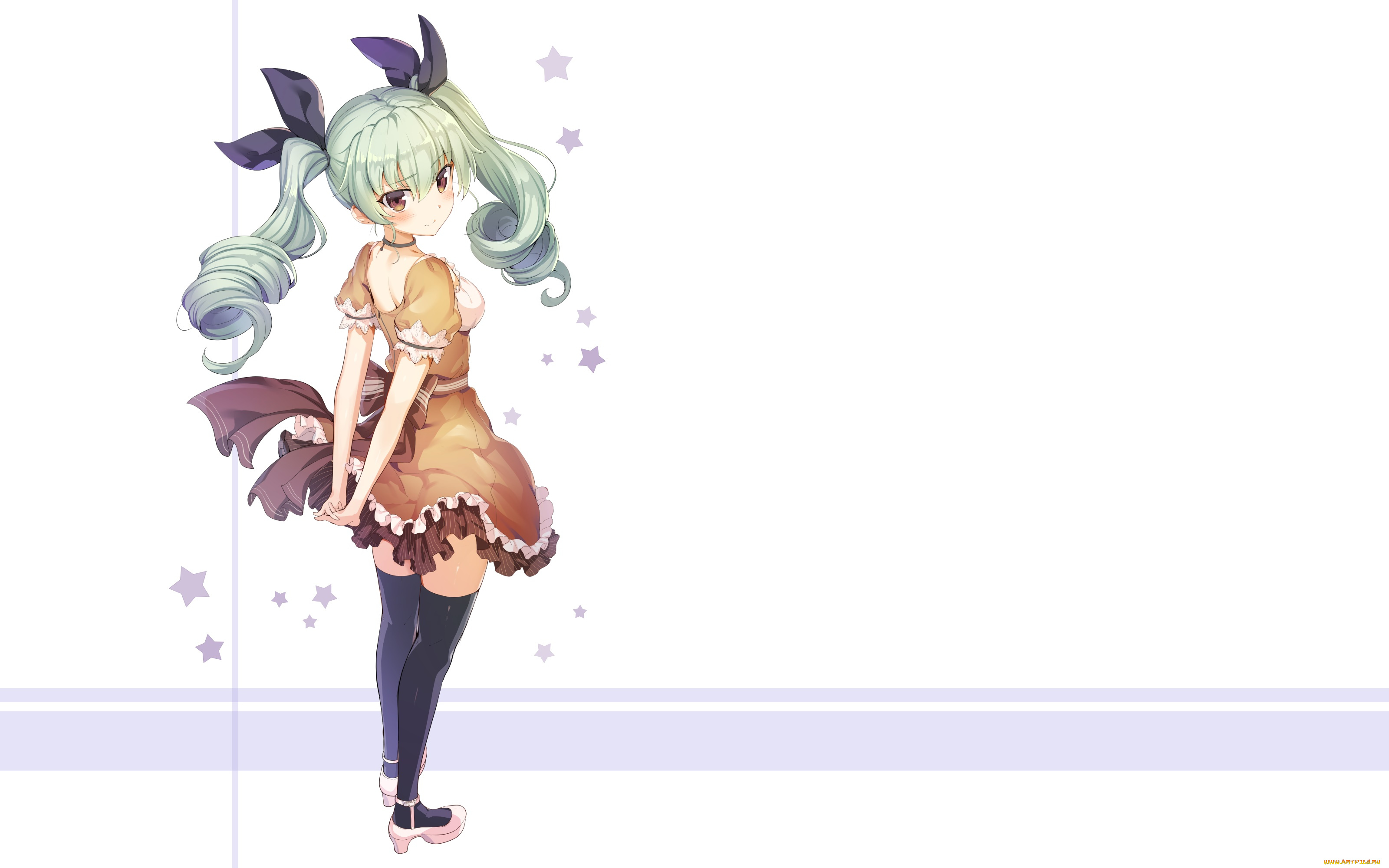 аниме, girls, und, panzer, девушка, взгляд, фон