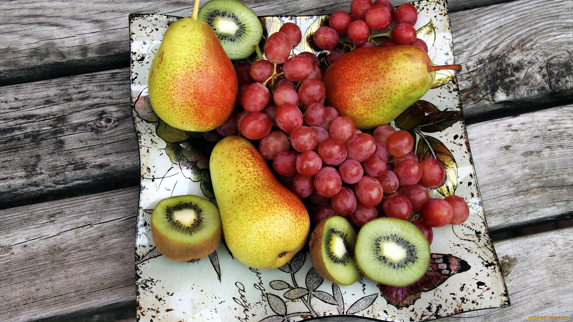 еда, фрукты, , ягоды, киви, груши, виноград
