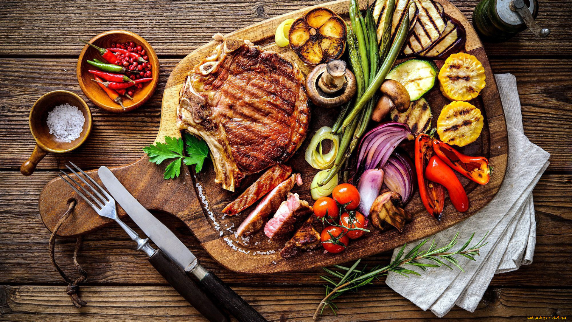 еда, мясные, блюда, овощи, стейк, мясо