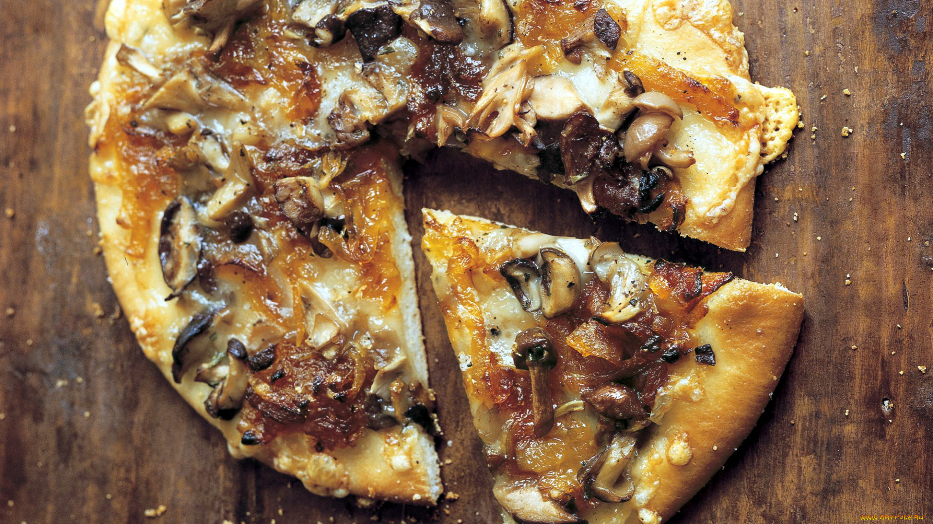 еда, пицца, грибы
