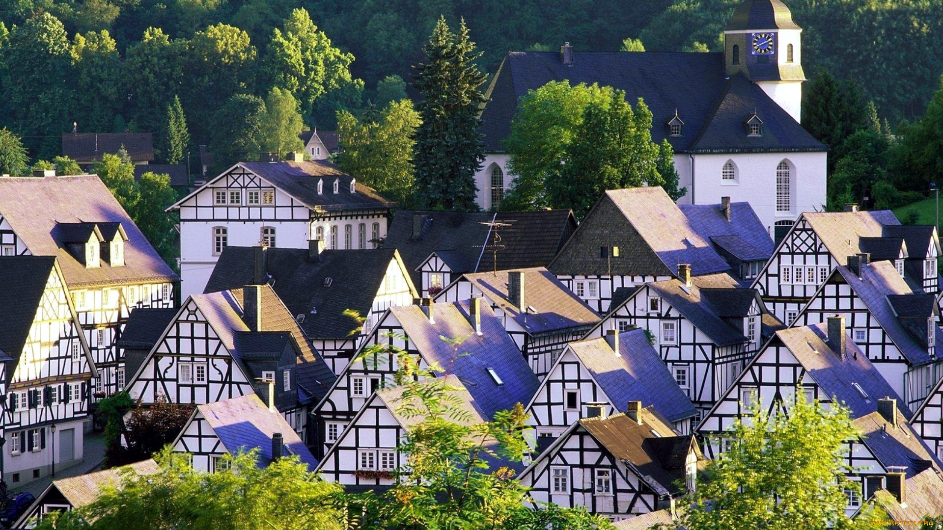 города, -, панорамы, крыши