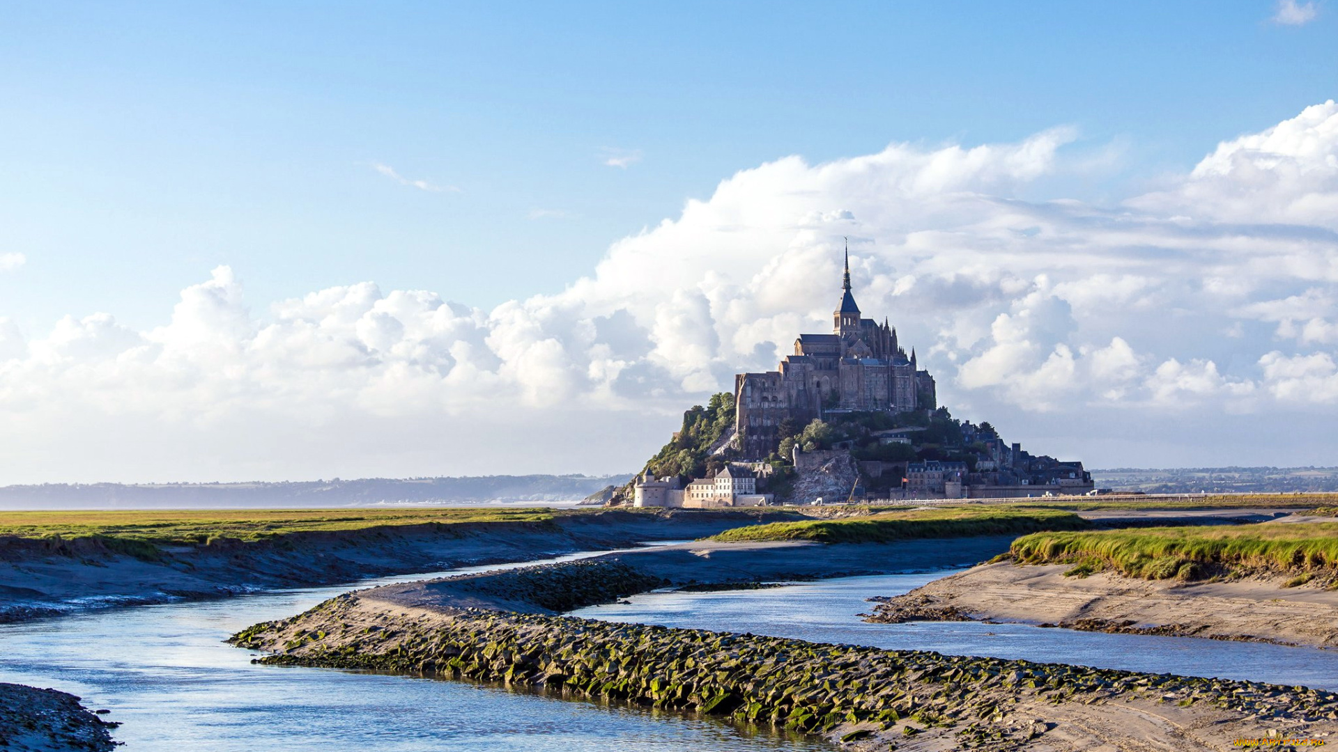 города, крепость, мон-сен-мишель, , франция, крепость