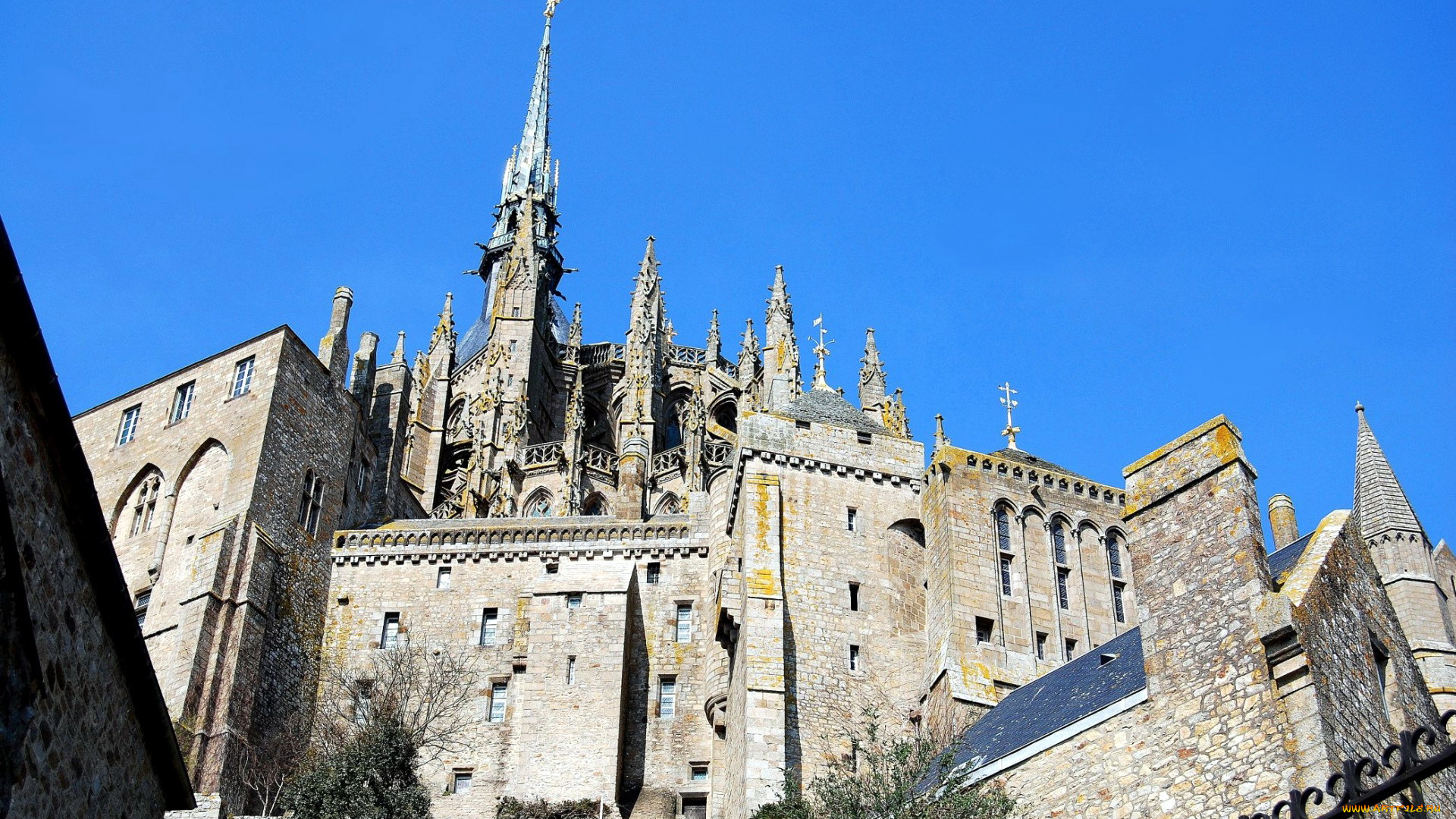 города, крепость, мон-сен-мишель, , франция, крепость