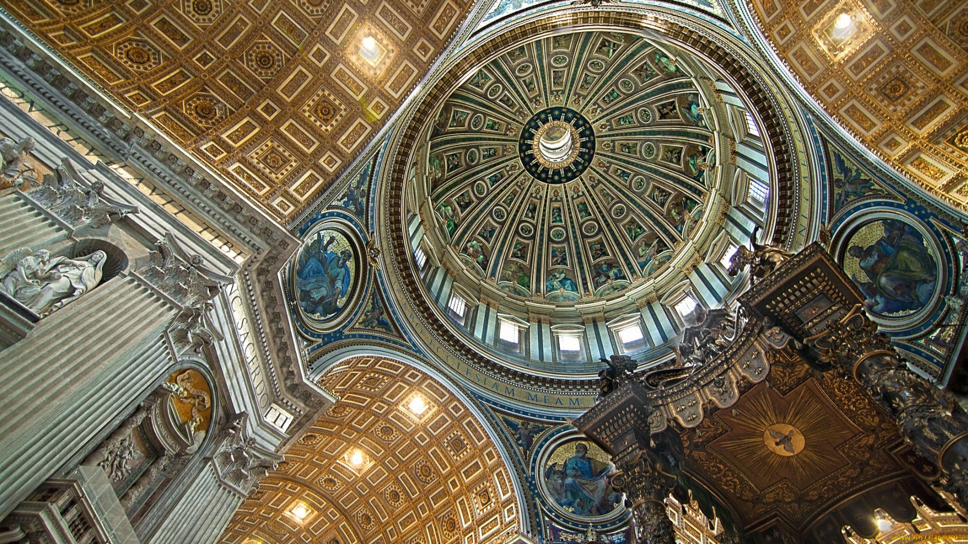 интерьер, убранство, , роспись, храма, свод, купол, храм, роспись