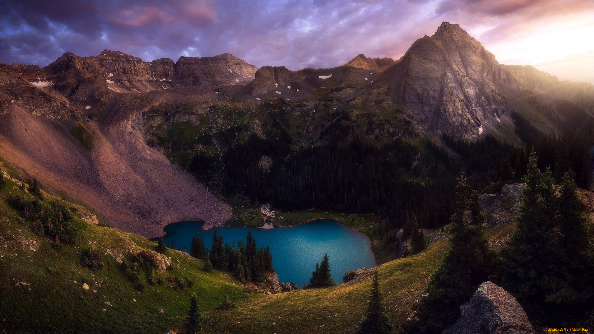 природа, горы, озеро