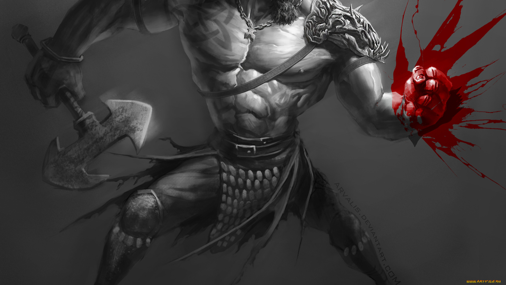 рисованное, комиксы, топор, фон, мужчина