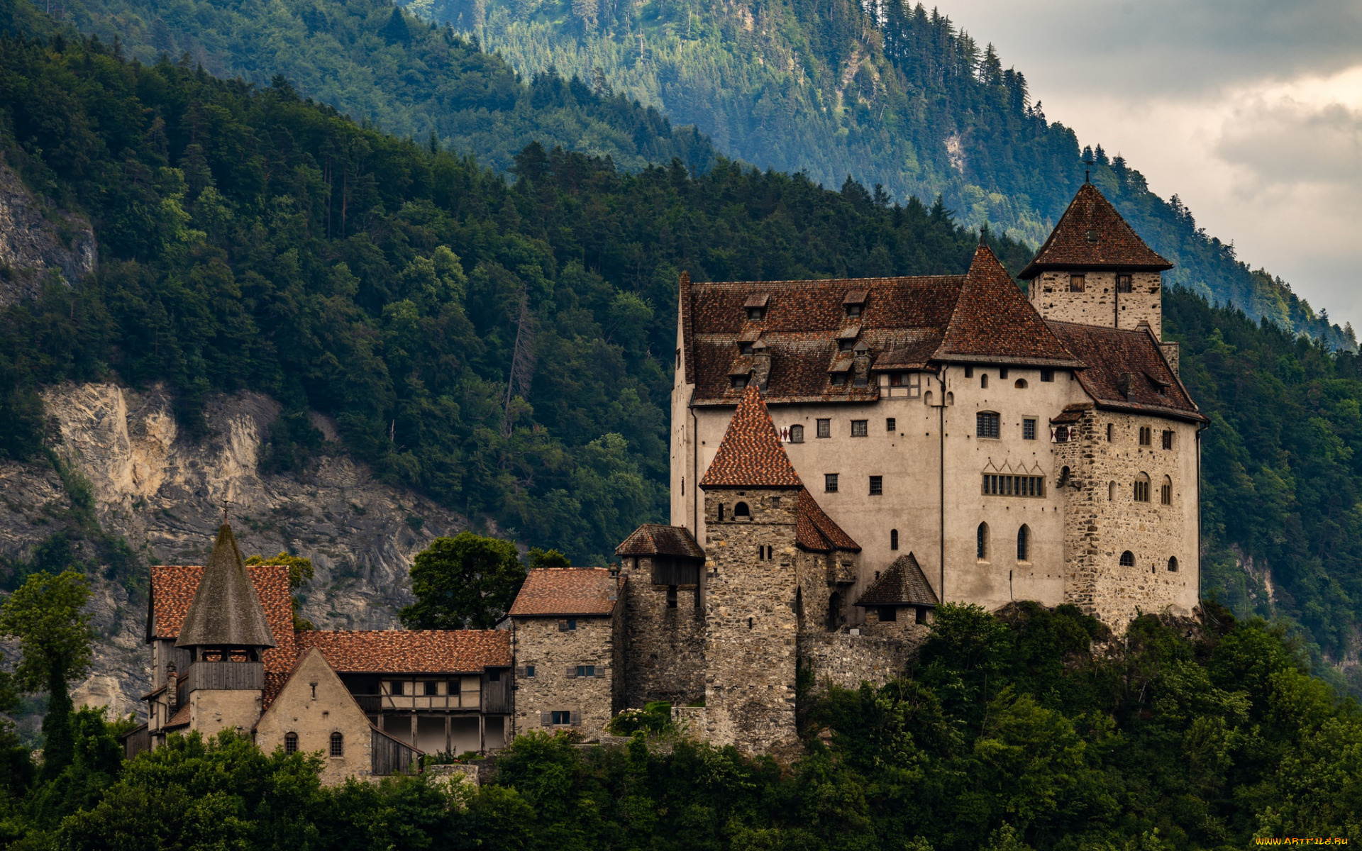 gutenberg, castle, liechtenstein, города, -, дворцы, , замки, , крепости, лихтенштейн, крепость, бальзерс, горный, пейзаж, средневековый, замок, гутенберг