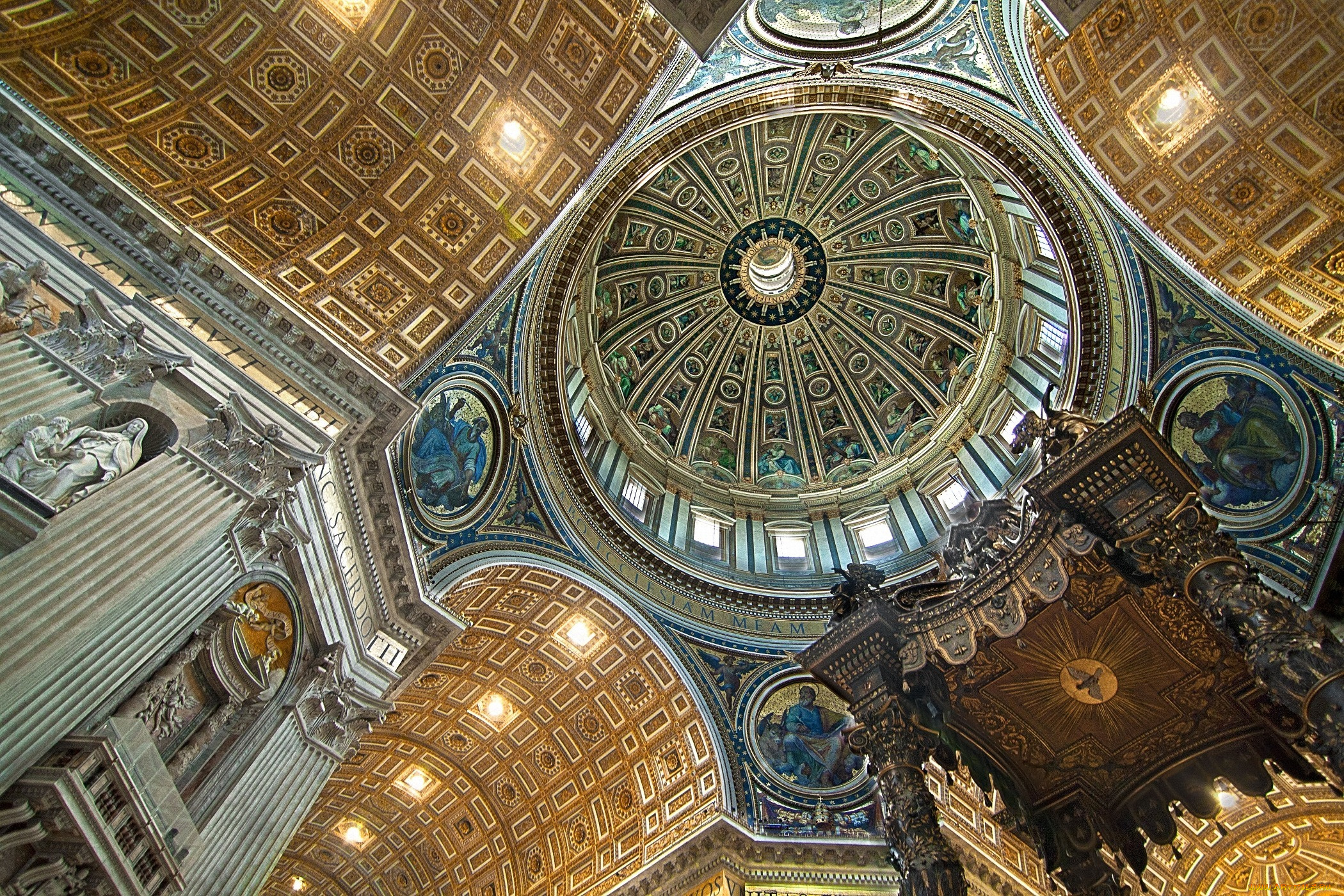 интерьер, убранство, , роспись, храма, свод, купол, храм, роспись