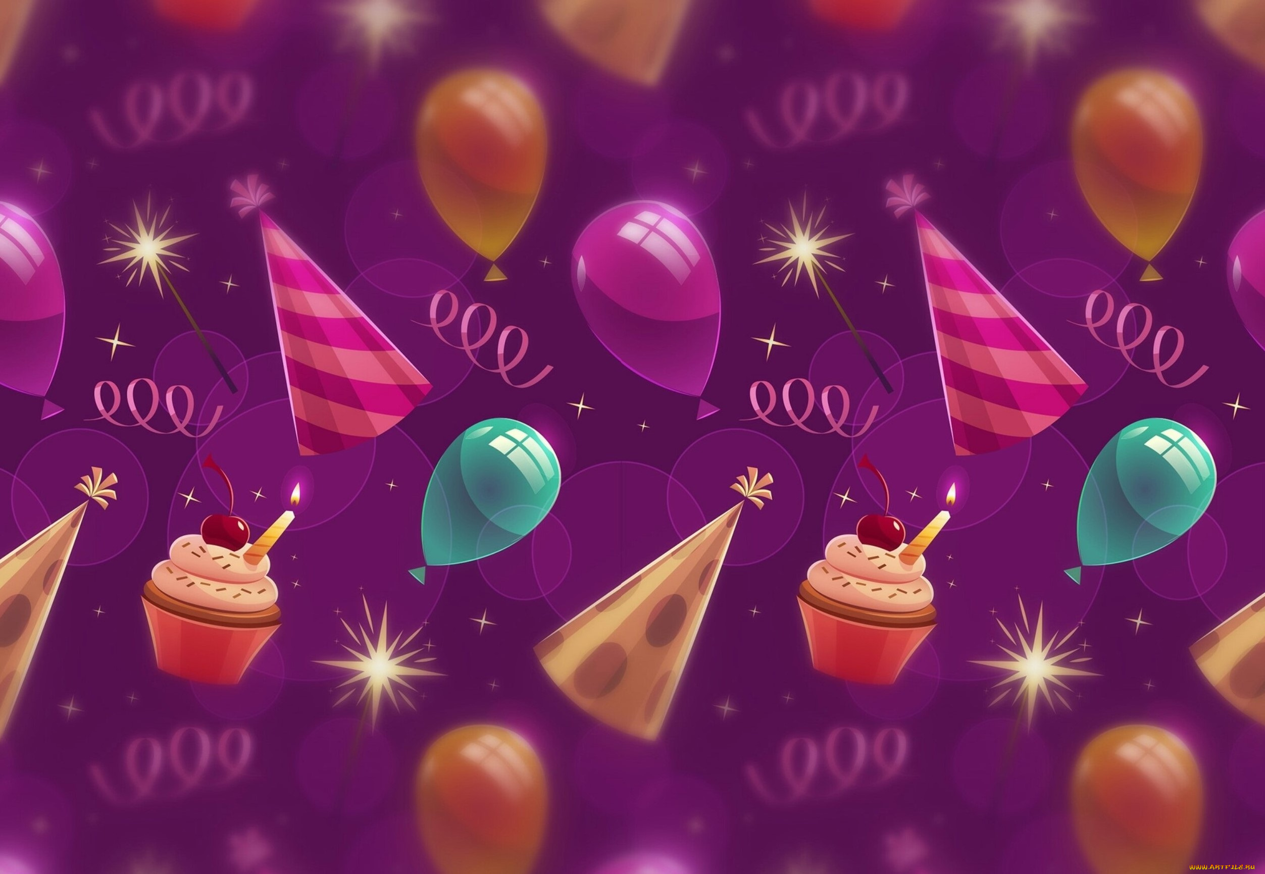 праздничные, день, рождения, background, фон, капкейки, birthday, текстура, balloons, кексы
