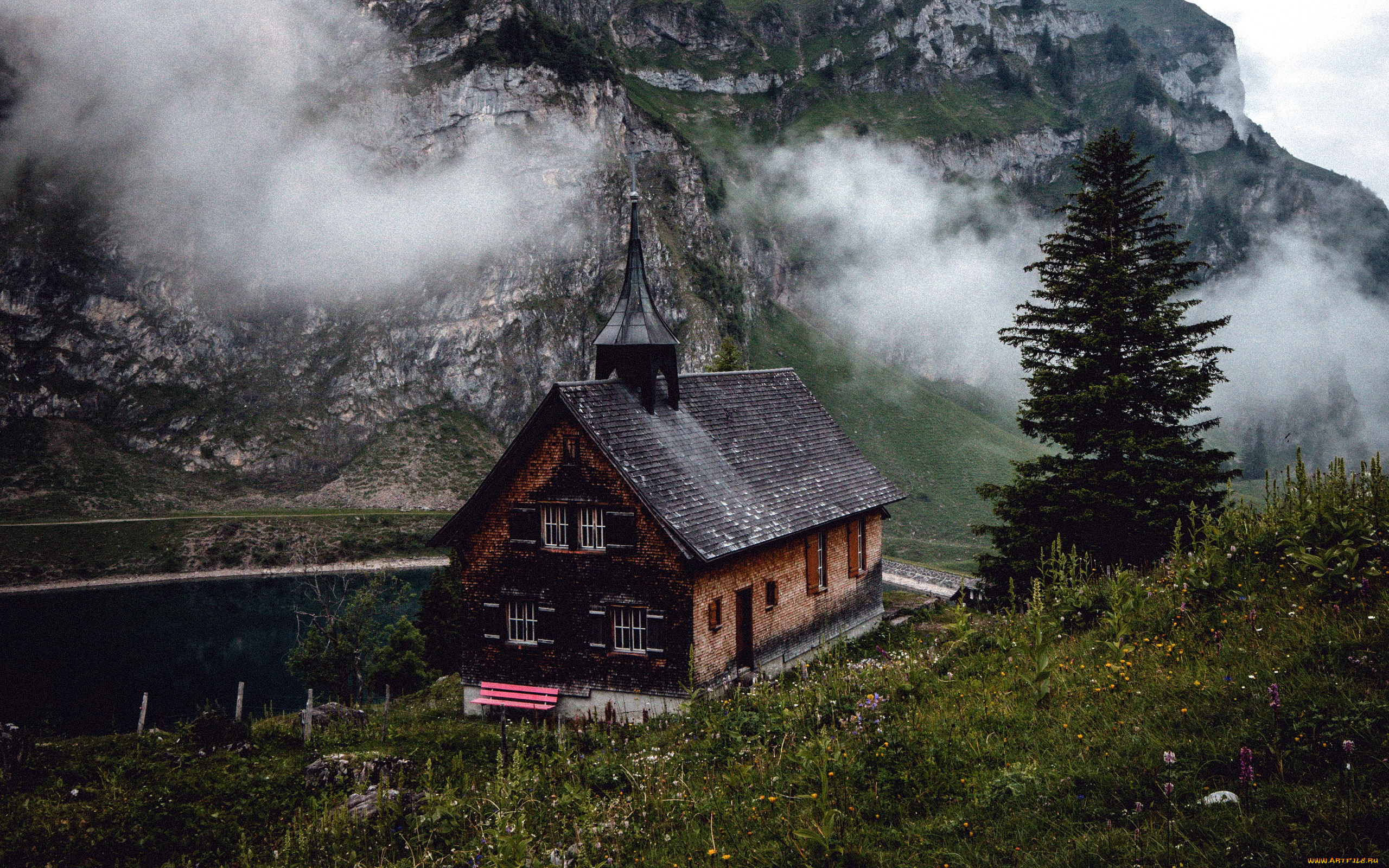 города, -, католические, соборы, , костелы, , аббатства, горы, туман, костел