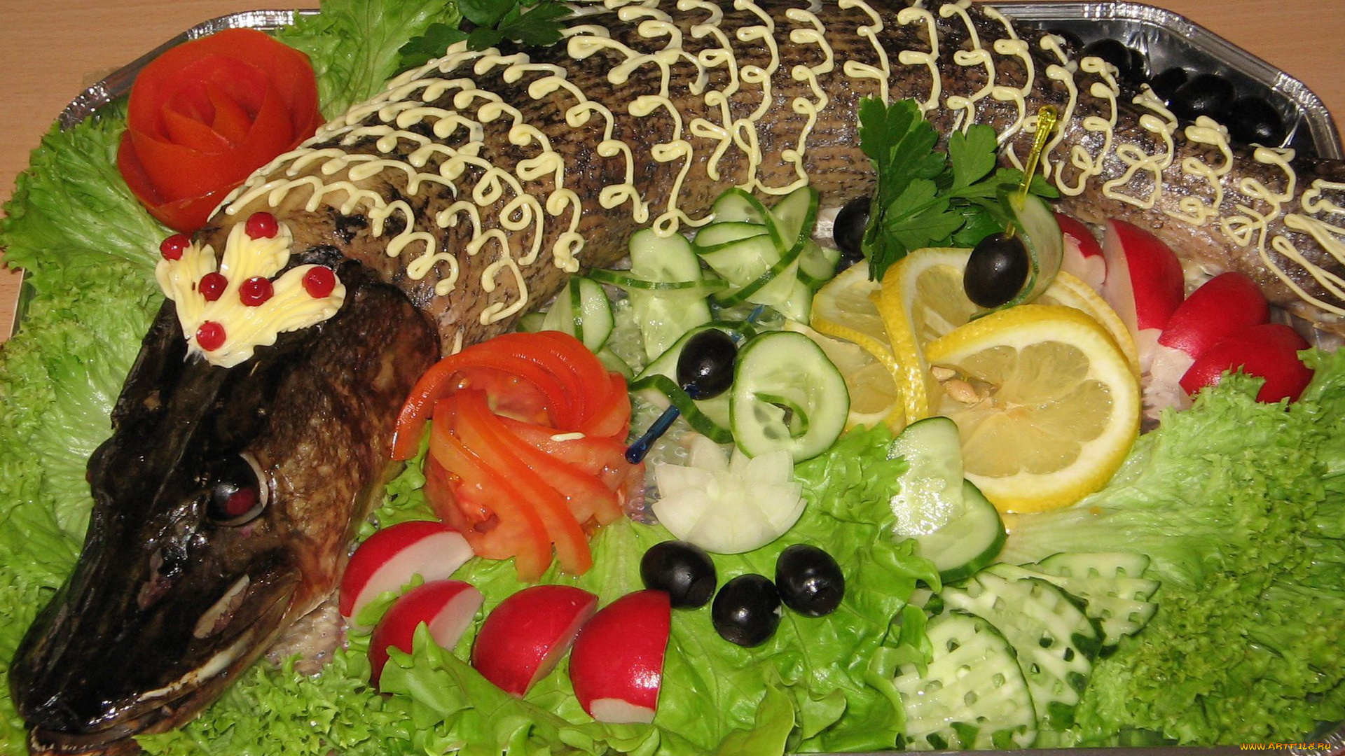 еда, рыбные, блюда, , с, морепродуктами, рыба, морепродукты, щука