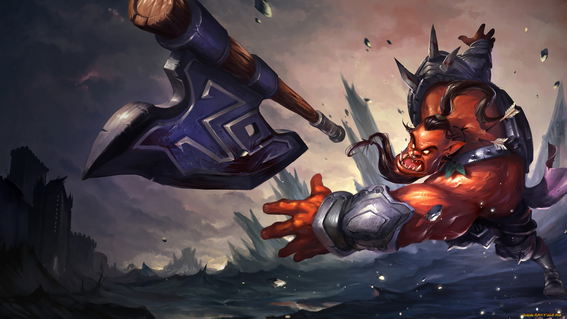 видео, игры, league, of, legends, скалы, осколки, топор, существо