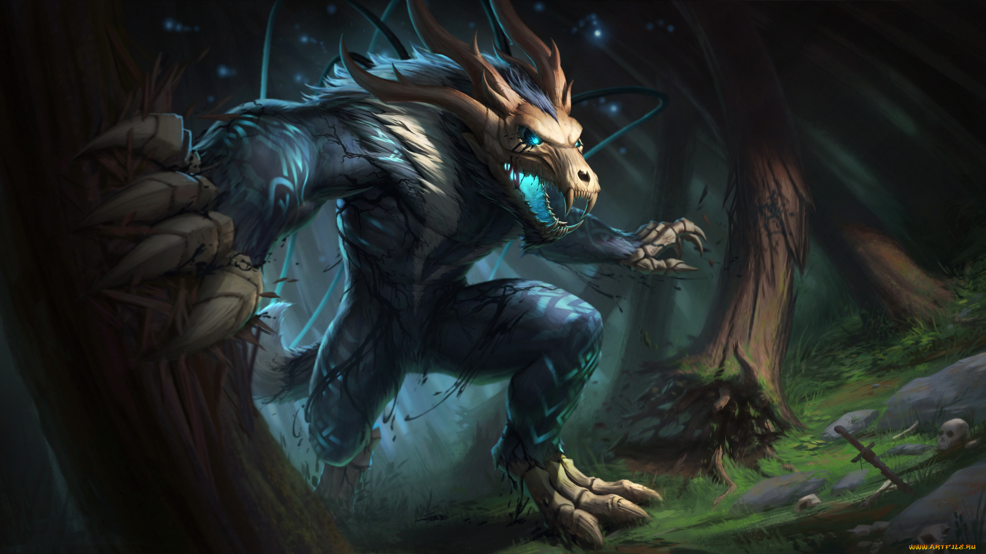 видео, игры, smite, оскал, фон, существо