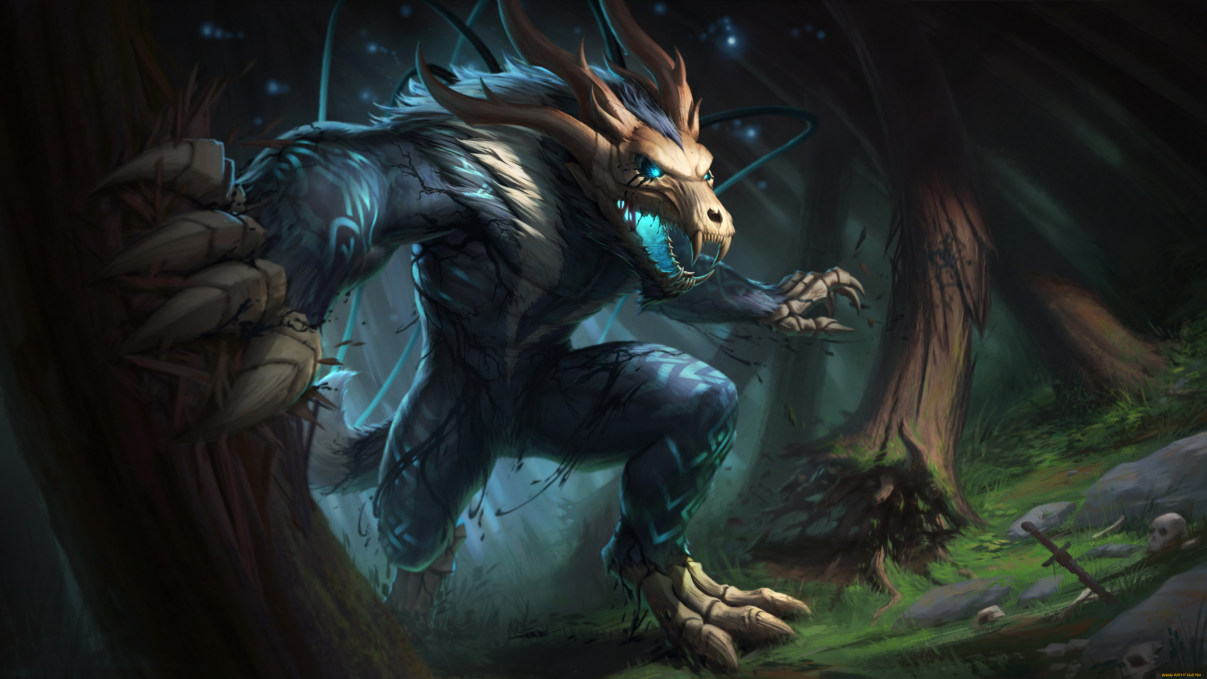 видео, игры, smite, оскал, фон, существо