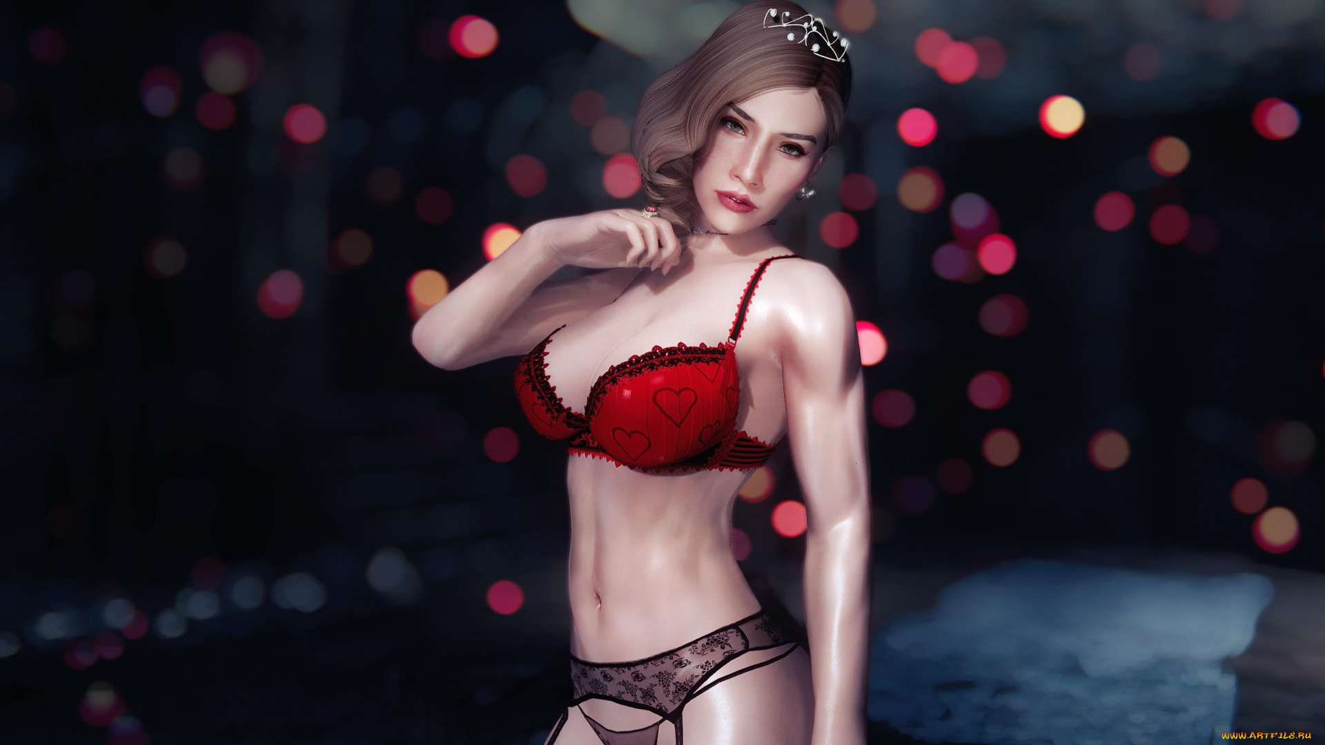 видео, игры, the, elder, scrolls, v, , skyrim, стелла, девушка, белье, корона