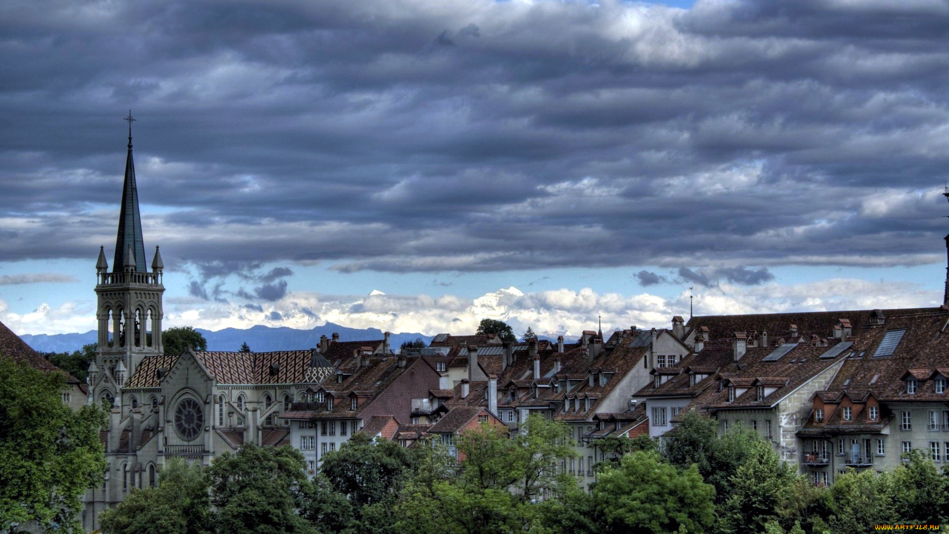 города, берн, , швейцария, панорама