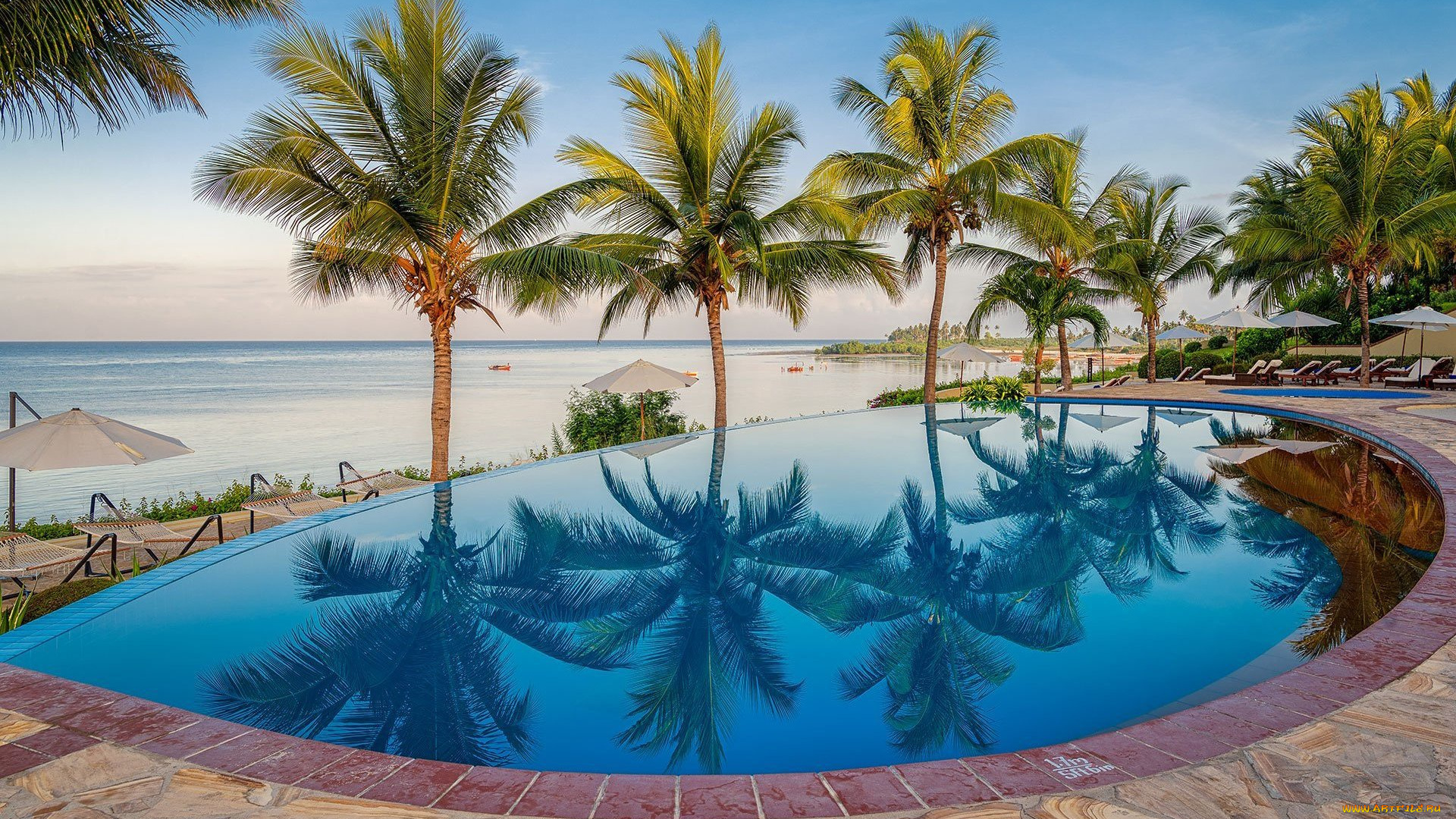 интерьер, бассейны, , открытые, площадки, пляж, пальмы, океан, бассейн, африка, курорт, танзания, занзибар, sea, cliff, resort, mangapwani, zanzibar, kama, village