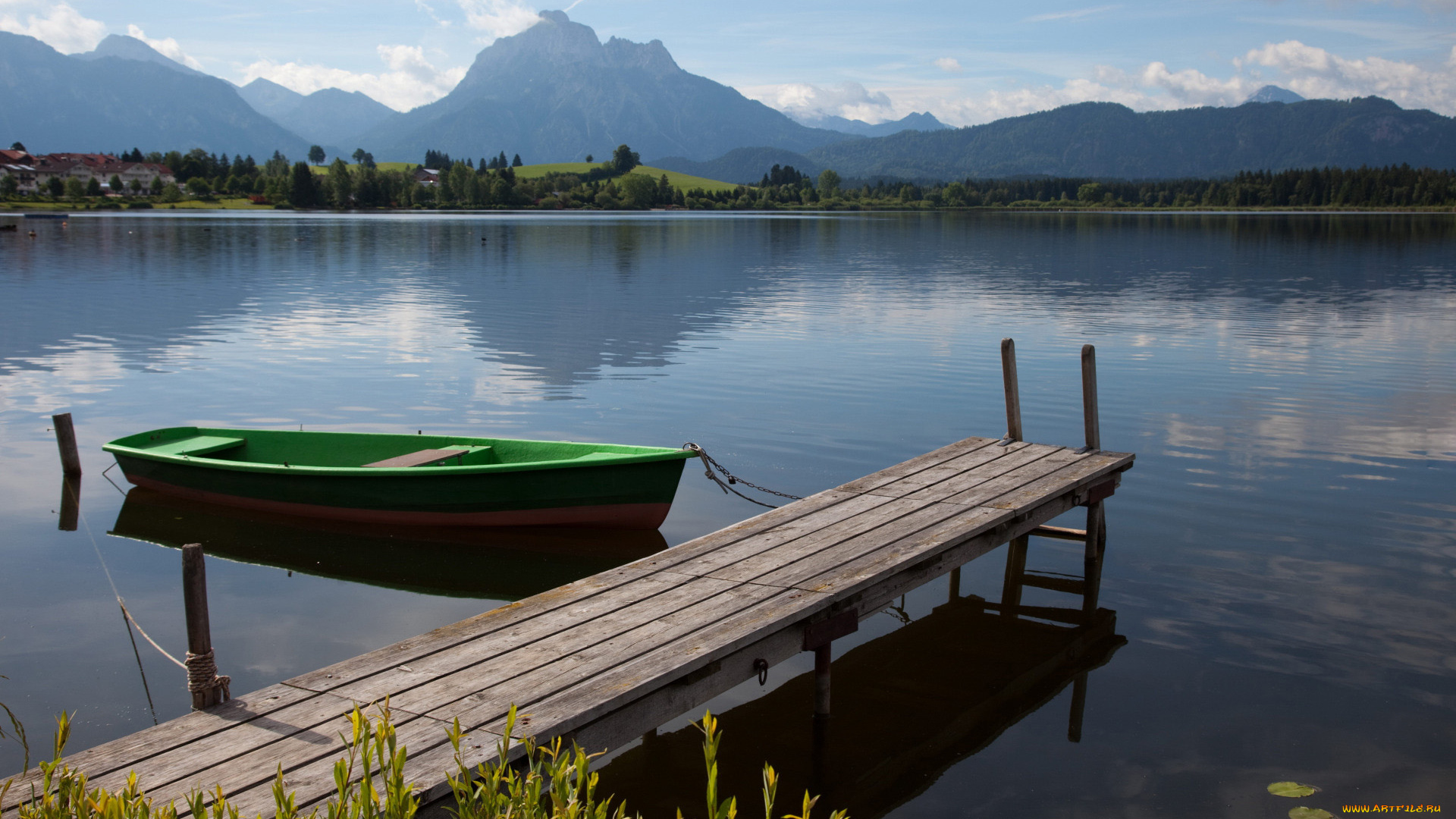 корабли, лодки, , шлюпки, горы, озеро, лодка, мостки