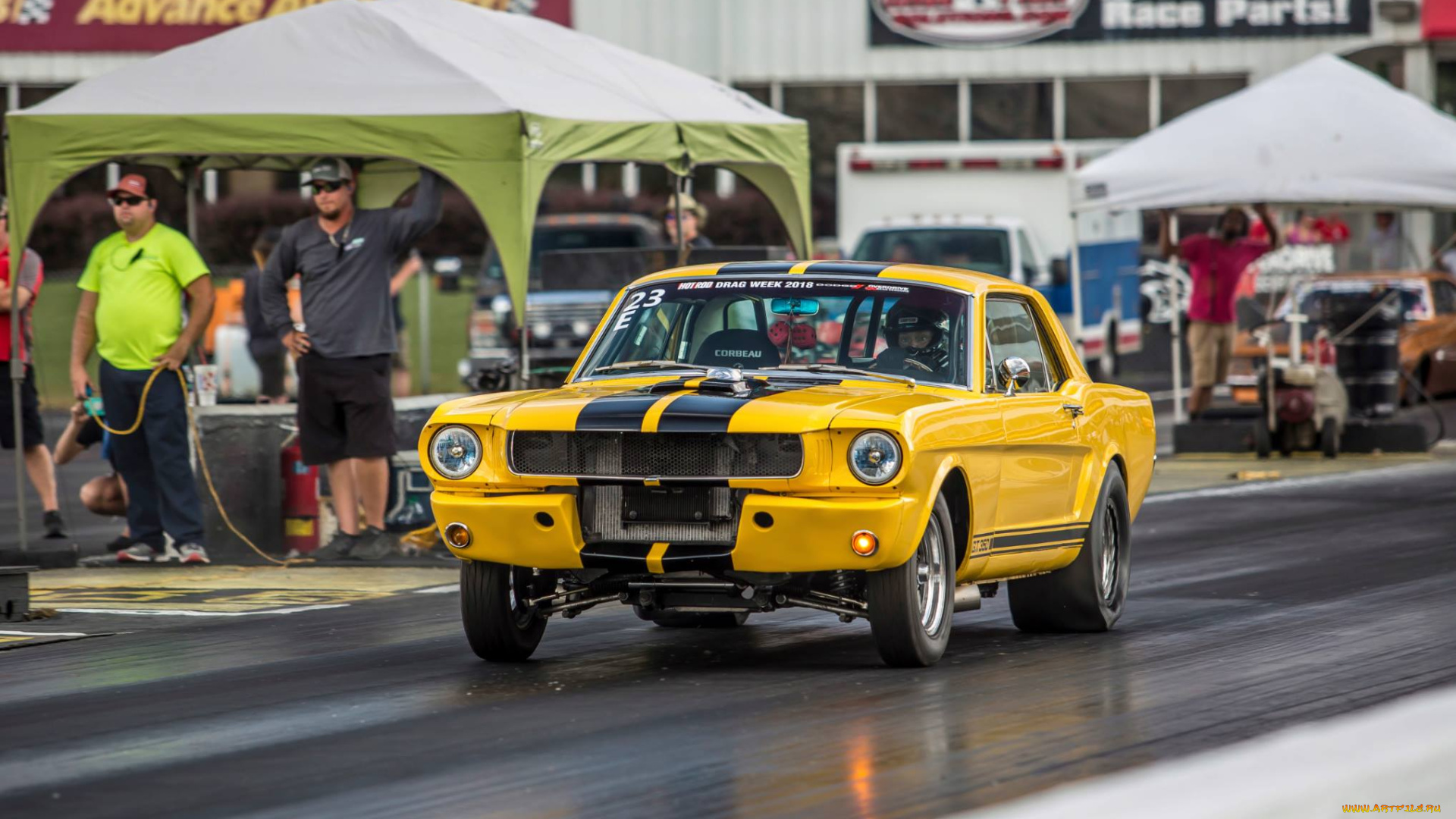 спорт, drag, racing, 1965, mustang, yellow, dragster