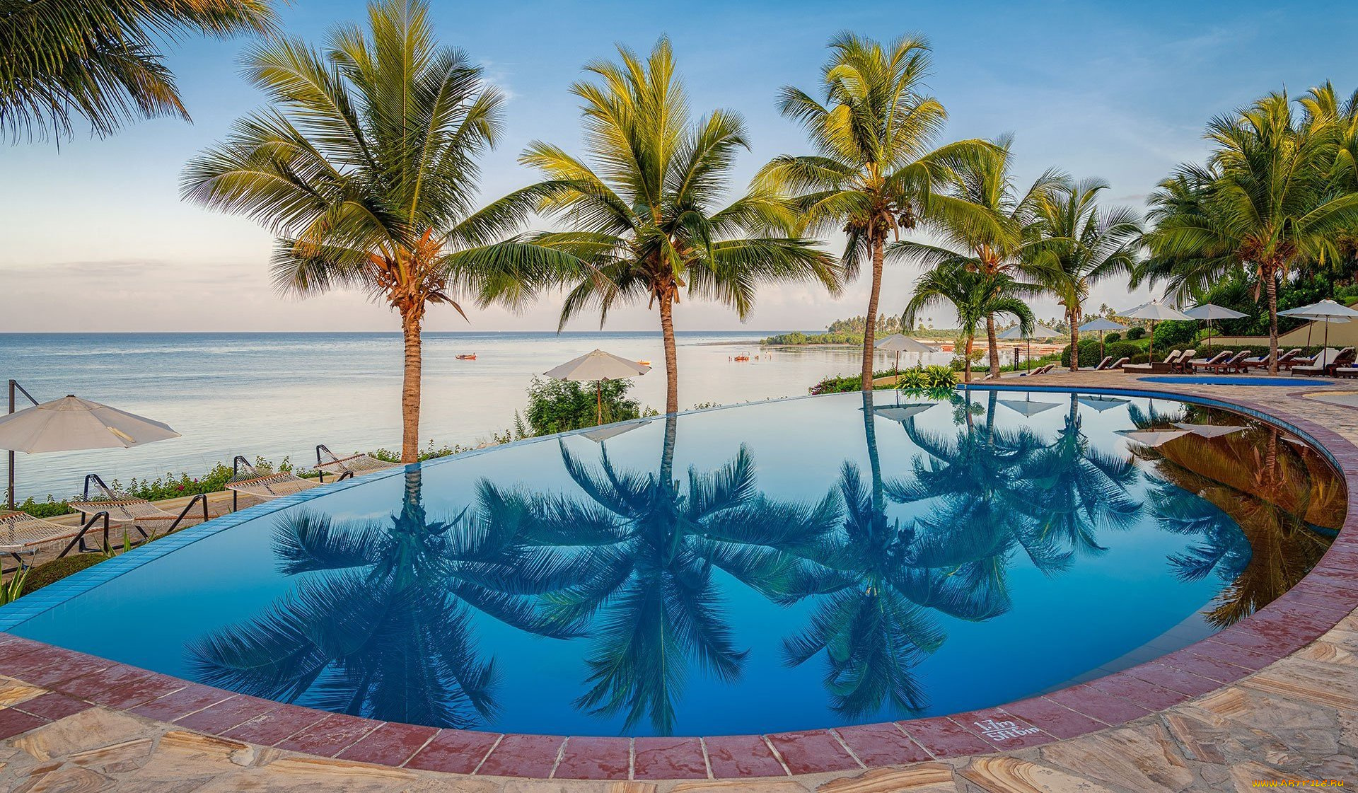 интерьер, бассейны, , открытые, площадки, пляж, пальмы, океан, бассейн, африка, курорт, танзания, занзибар, sea, cliff, resort, mangapwani, zanzibar, kama, village